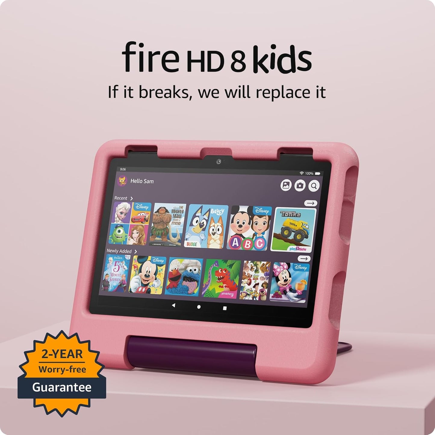 Amazon Fire HD 8 Kids tablet (newest model), ages 3-7 | 3GB memory, bright 8" HD screen. Includes ad-free and exclusive content, parental controls and 13-hr battery, 32GB, Grape