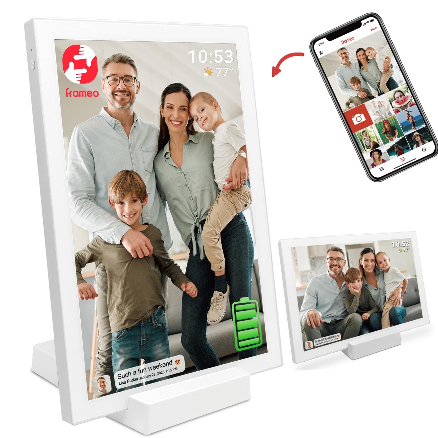 32GB FRAMEO 10.1 Inch Smart WiFi Digital Photo Frame 1280x800 IPS LCD Touch Screen, Auto-Rotate Portrait and Landscape, Built in 32GB Memory, Share Moments Instantly via Frameo App from Anywhere