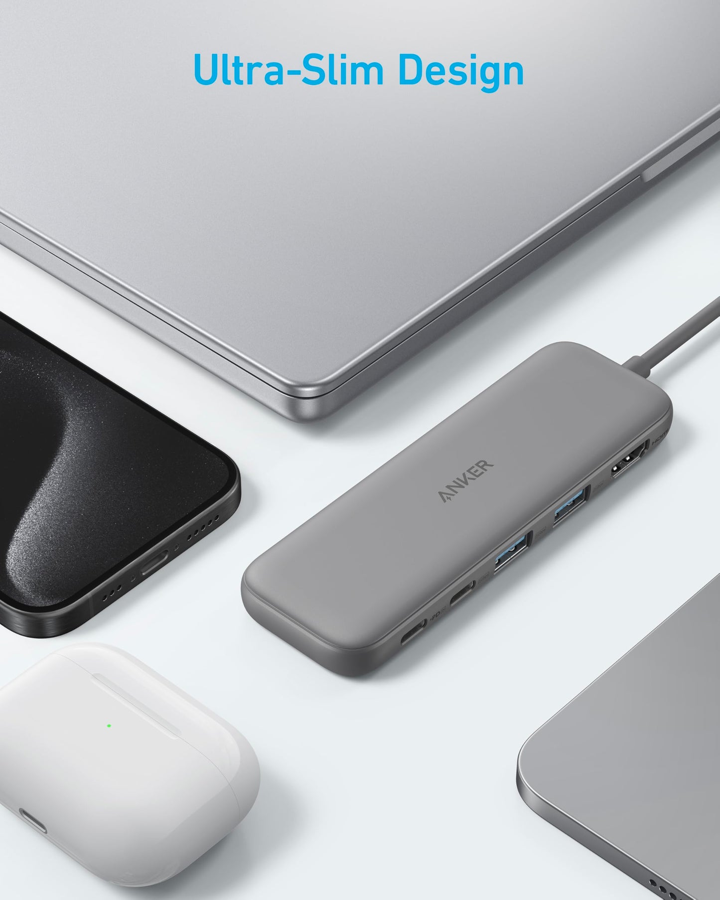 Anker USB C Hub, 5-in-1 USBC to HDMI Splitter with 4K Display, 1 x Powered USB-C 5Gbps & 2×Powered USB-A 3.0 5Gbps Data Ports for MacBook Pro, MacBook Air, Dell and More