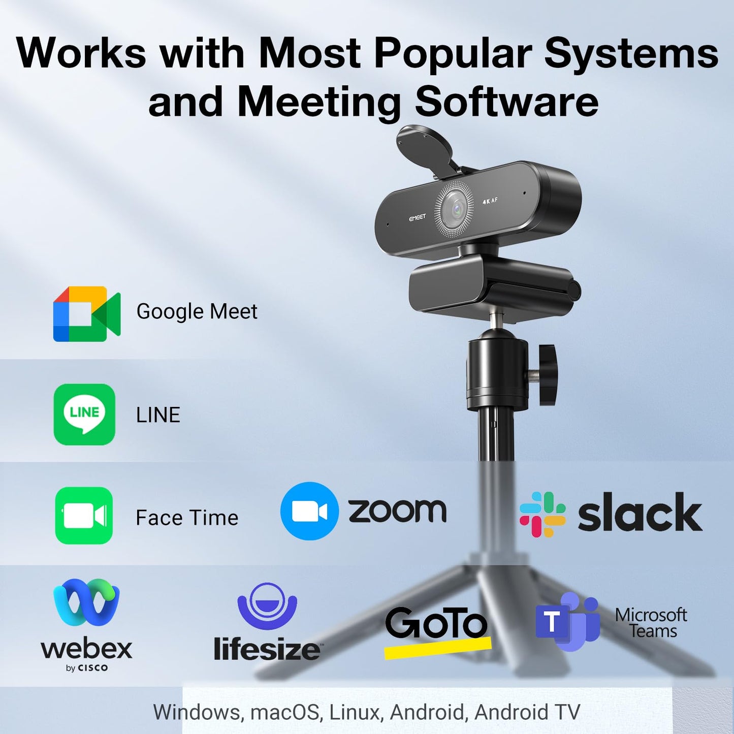 EMEET NOVA 4K Webcam for PC - Ultra 4K HD, PDAF Autofocus, Dual Noise-Cancelling Mics, 73° FOV, Auto Light Correction, USB-A, Privacy Cover, Ideal for High-End Business Meetings&Live Streaming