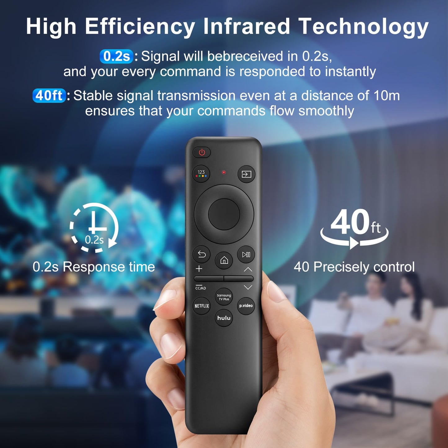 Rechargeable Remote for Samsung-TV-Remote-Control-Replacement,Compatible with Samsung Frame Crystal UHD Neo QLED OLED 4K 8K Smart TVs
