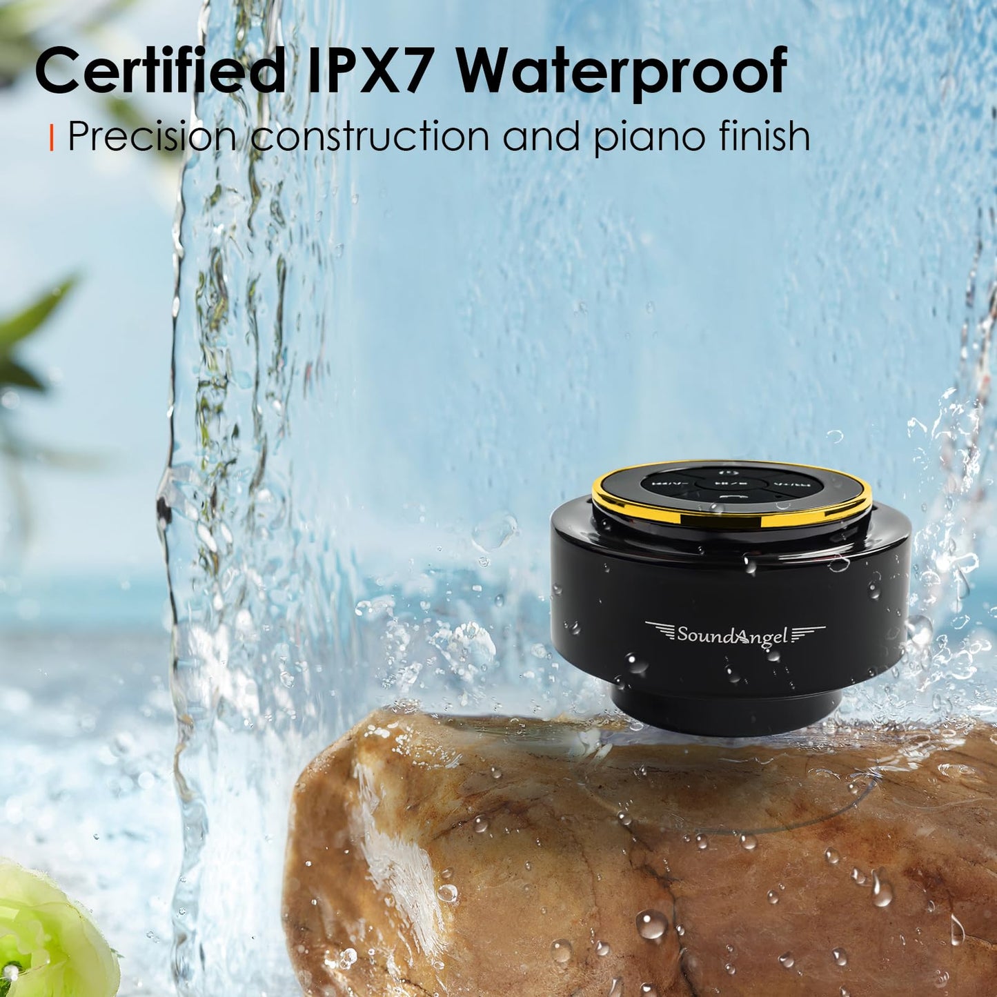 XLeader Shower Speaker, Upgraded,Certified IPX7 Waterproof, Mini Bluetooth Wireless Small Speaker with Lights, Suction Cup and Mic for Bathroom, Crystal Sound&Bass,12H Playtime, Ideal Electronic Gifts