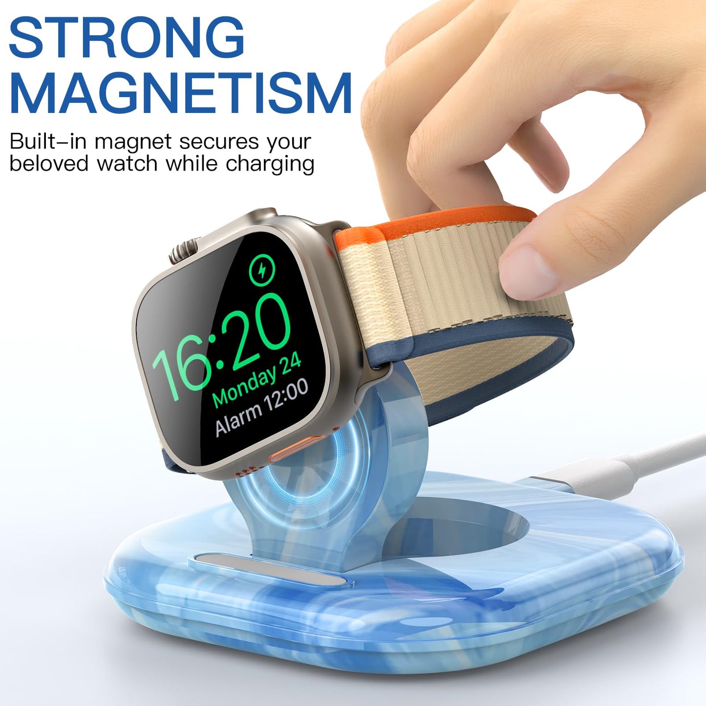 for Apple Watch Magnetic Charging Dock - Fast Magnetic Charger Stand, Compatible with Apple Watch Series 2/3/4/5/6/7/8/9/10/Ultra 1 2, Supports Nightstand Mode, Portable Design for Travel