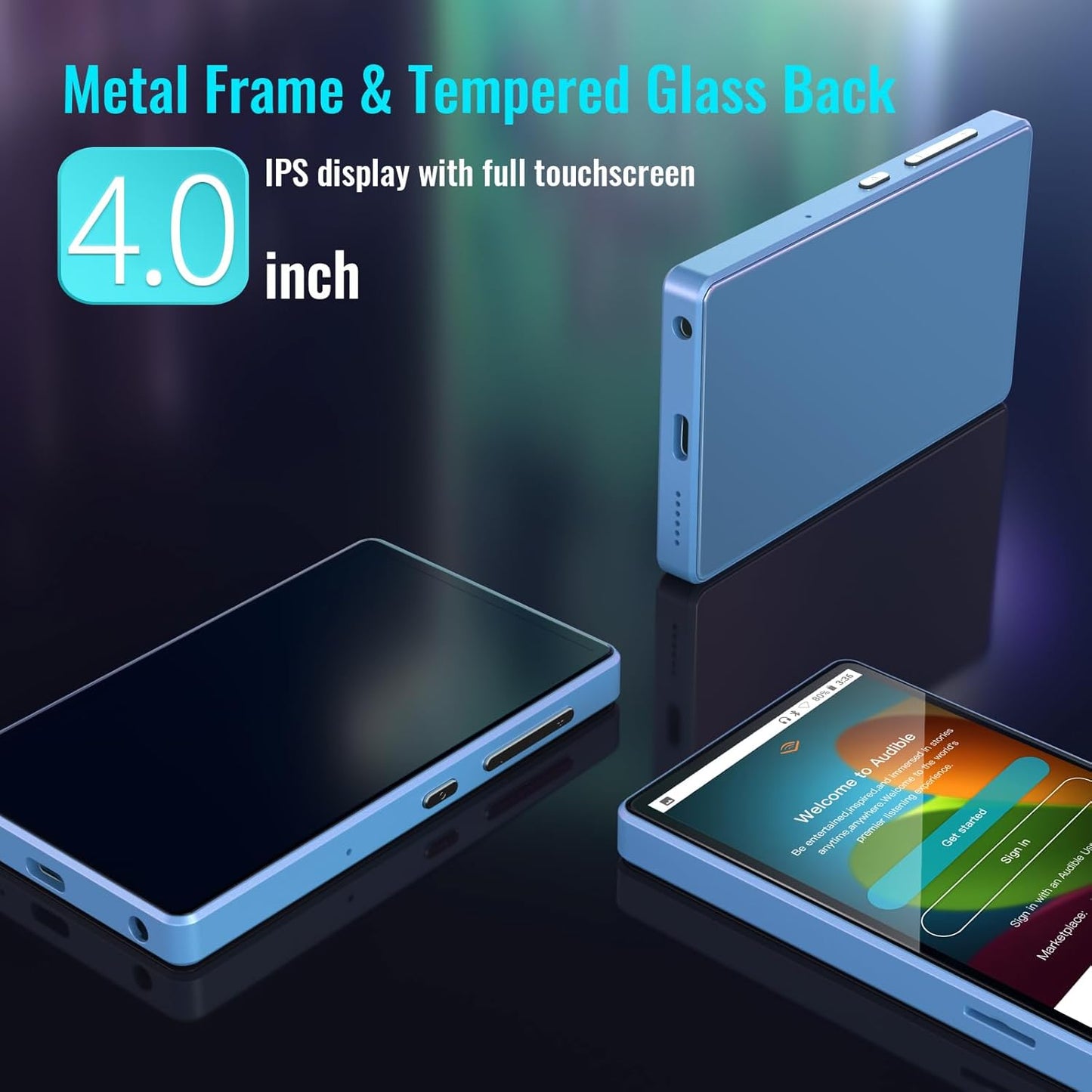 MP3 Player for Kids with Spotify, Parental Controls, Spotify Kids, Audible, Amazon Music, Libby, 4.0" IPS Kids MP4 Music Player Up to 512GB (Blue)