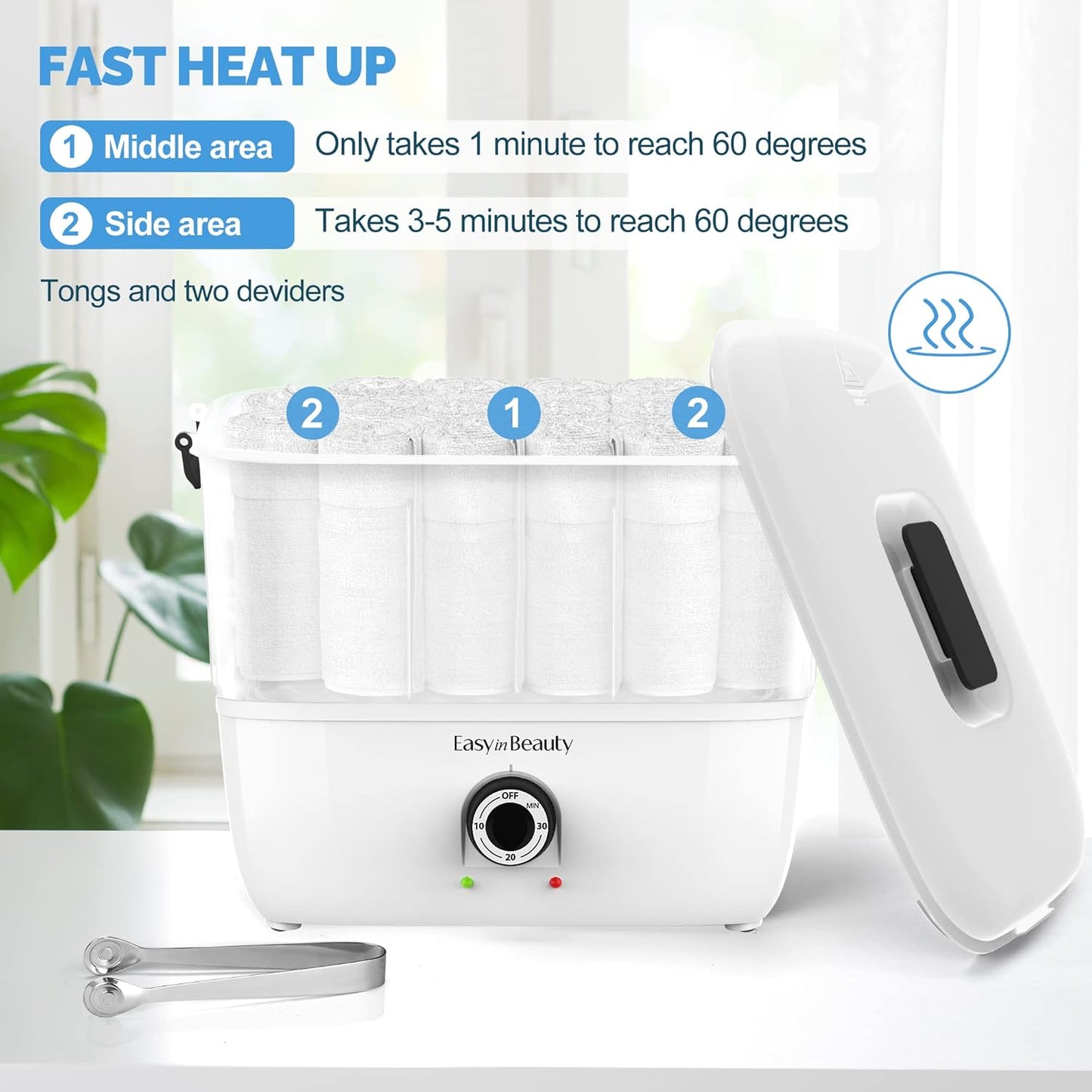 EasyinBeauty Hot Towel Warmer for Facials, Holds 16 Small Towels, 5L Portable Towel Steamer with Quickly Heating in 1-5 Mins, Auto Off Timer Foldable Towel Warmers for Spa, Barber, Manicures, Massage