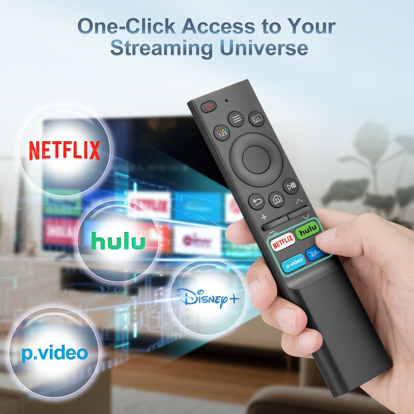 Rechargeable Remote for Samsung-TV-Remote-Control-Replacement,Compatible with Samsung Frame Crystal UHD Neo QLED OLED 4K 8K Smart TVs