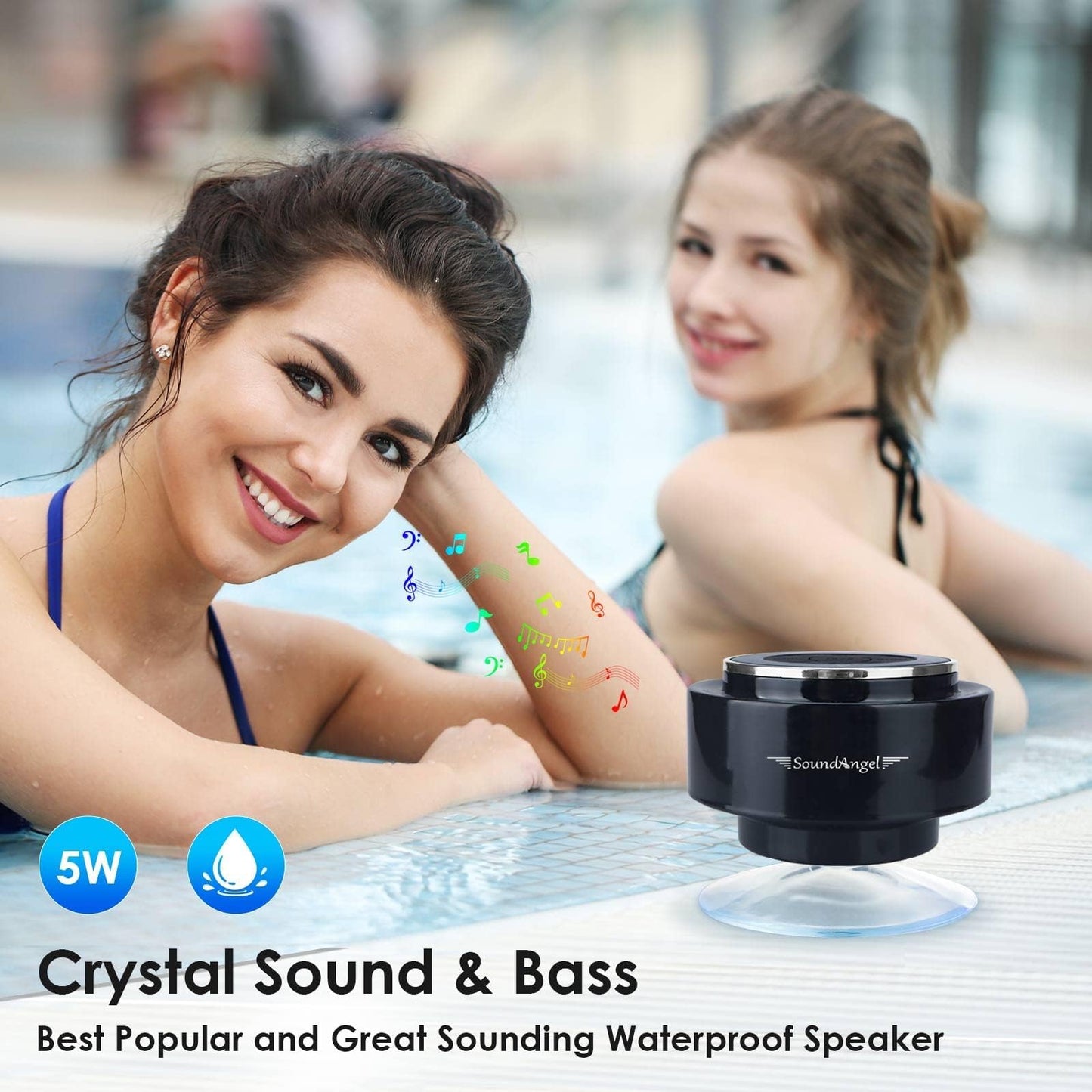XLeader Shower Speaker, Upgraded,Certified IPX7 Waterproof, Mini Bluetooth Wireless Small Speaker with Lights, Suction Cup and Mic for Bathroom, Crystal Sound&Bass,12H Playtime, Ideal Electronic Gifts