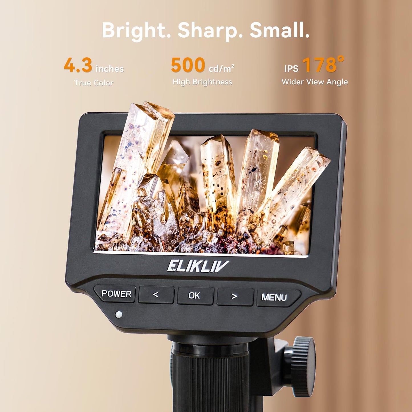 Elikliv Microscope, LCD Digital Coin Microscope 1000x, Coin Magnifier with 8 Adjustable LED Lights, PC View Compatible with Windows/MacBook, EDM4, 4.3-Inch