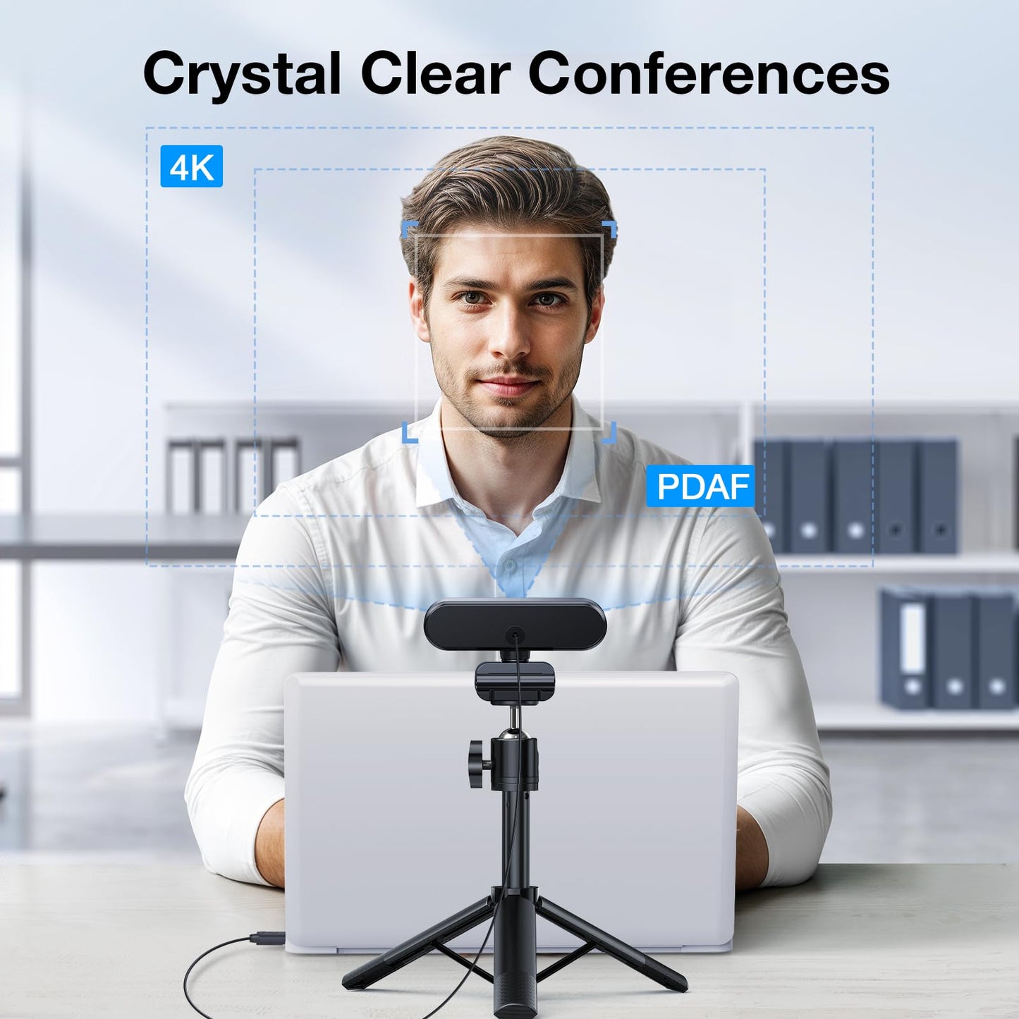 EMEET NOVA 4K Webcam for PC - Ultra 4K HD, PDAF Autofocus, Dual Noise-Cancelling Mics, 73° FOV, Auto Light Correction, USB-A, Privacy Cover, Ideal for High-End Business Meetings&Live Streaming