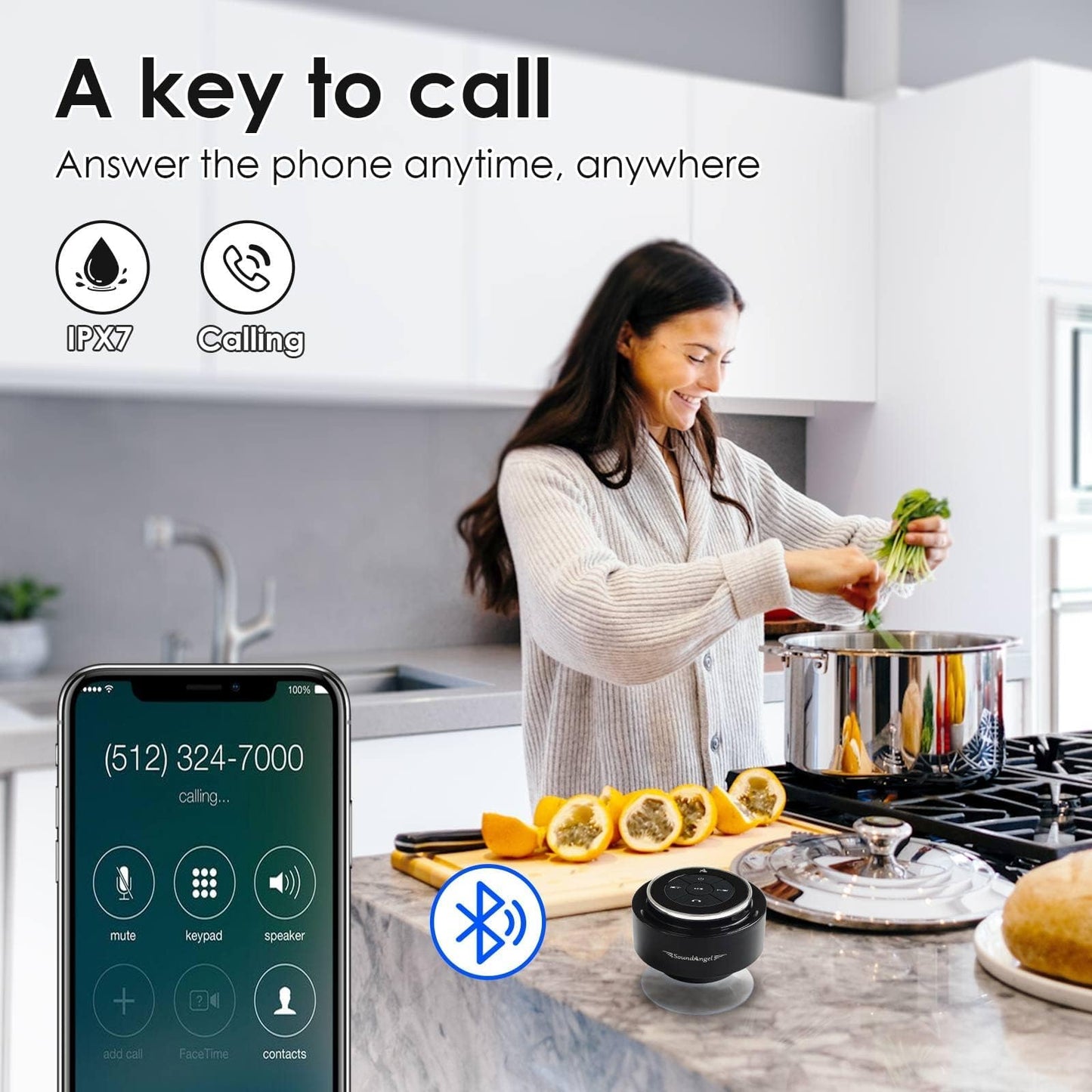 XLeader Shower Speaker, Upgraded,Certified IPX7 Waterproof, Mini Bluetooth Wireless Small Speaker with Lights, Suction Cup and Mic for Bathroom, Crystal Sound&Bass,12H Playtime, Ideal Electronic Gifts