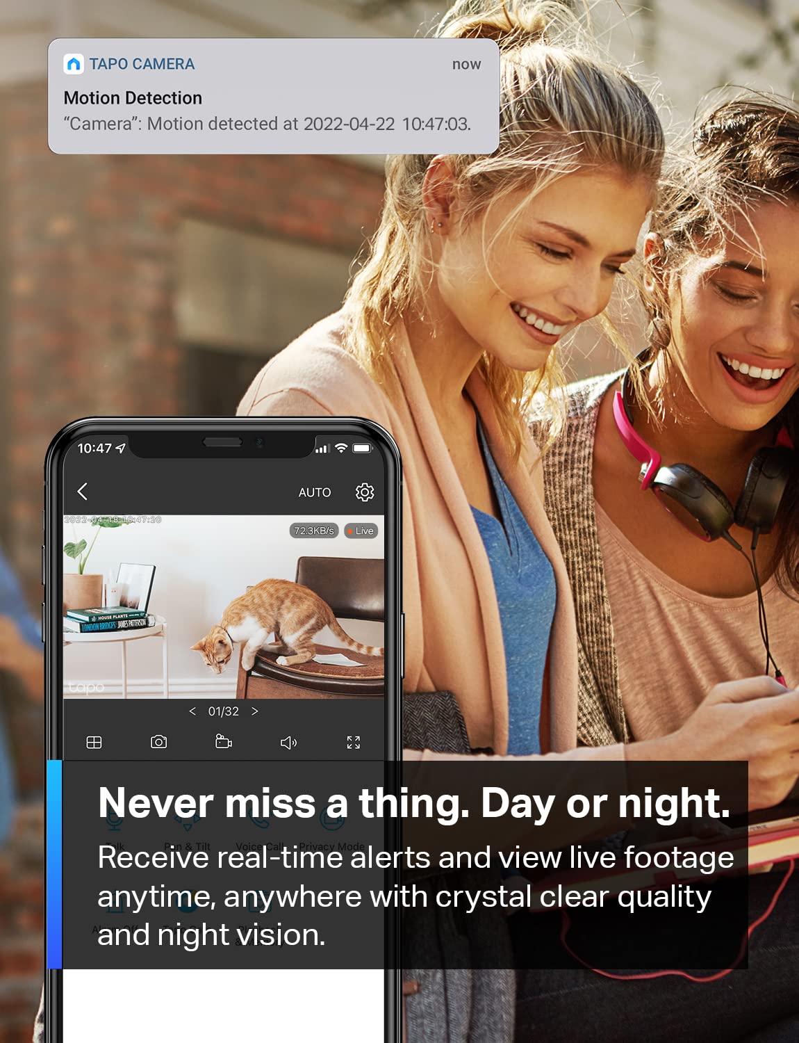 Tapo 1080P Indoor Security Camera for Baby Monitor, Pet Camera w/Motion Detection, 2-Way Audio, Night Vision, Cloud & SD Card Storage, Works w/Alexa & Google Home, Plug-in, C101