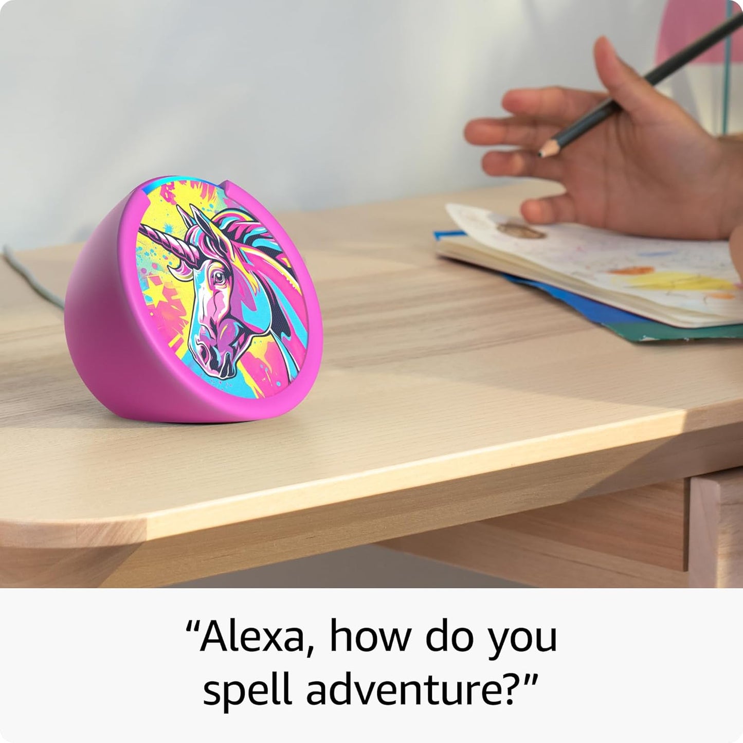Amazon Echo Pop Kids (newest model), Designed for kids, with Alexa+ Early Access, parental controls, Includes 6 months of Amazon Kids+, Disney Princess