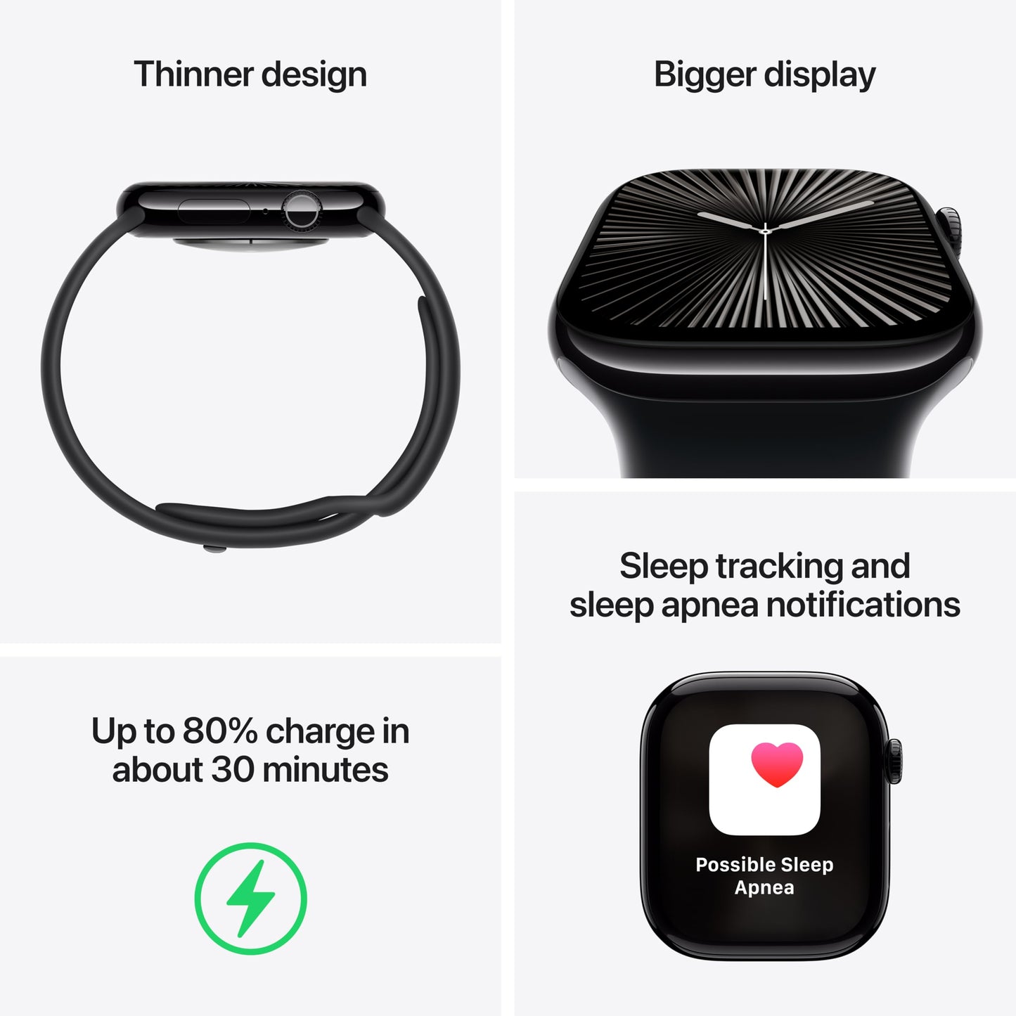 Apple Watch Series 10 [GPS 46mm case] Smartwatch with Jet Black Aluminum Case with Black Sport Band - M/L. Fitness Tracker, ECG App, Always-On Retina Display, Water Resistant