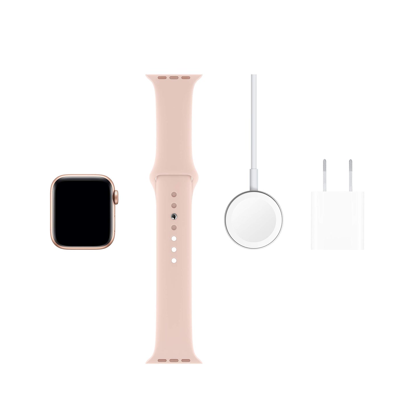 Apple Watch Series 5 (GPS, 44MM) - Silver Aluminum Case with White Sport Band (Renewed)