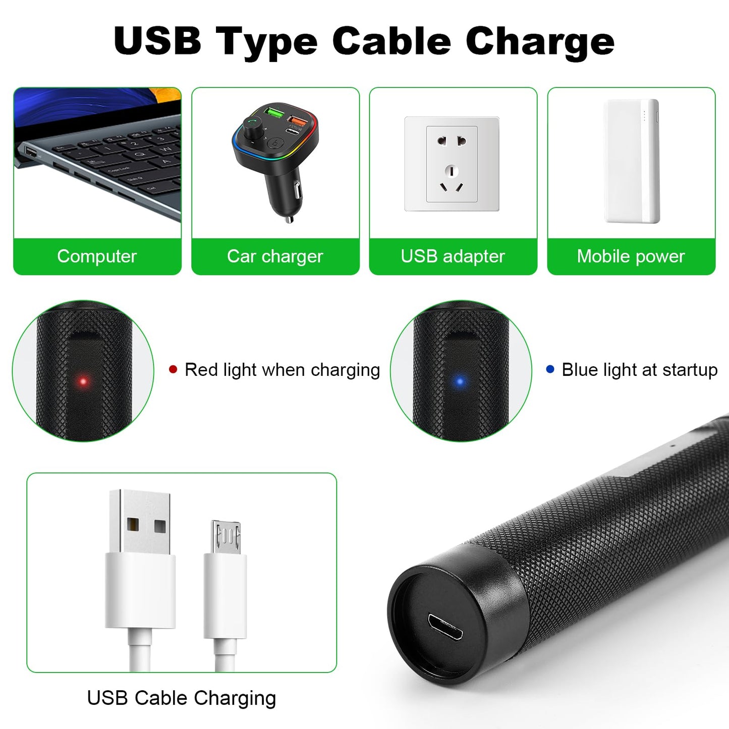 Green Laser Pointer High Power Pen - Long Range Rechargeable Laser Beam, USB Charging for Hiking, Presentations & Outdoor Use (Professional-Grade Green Light)