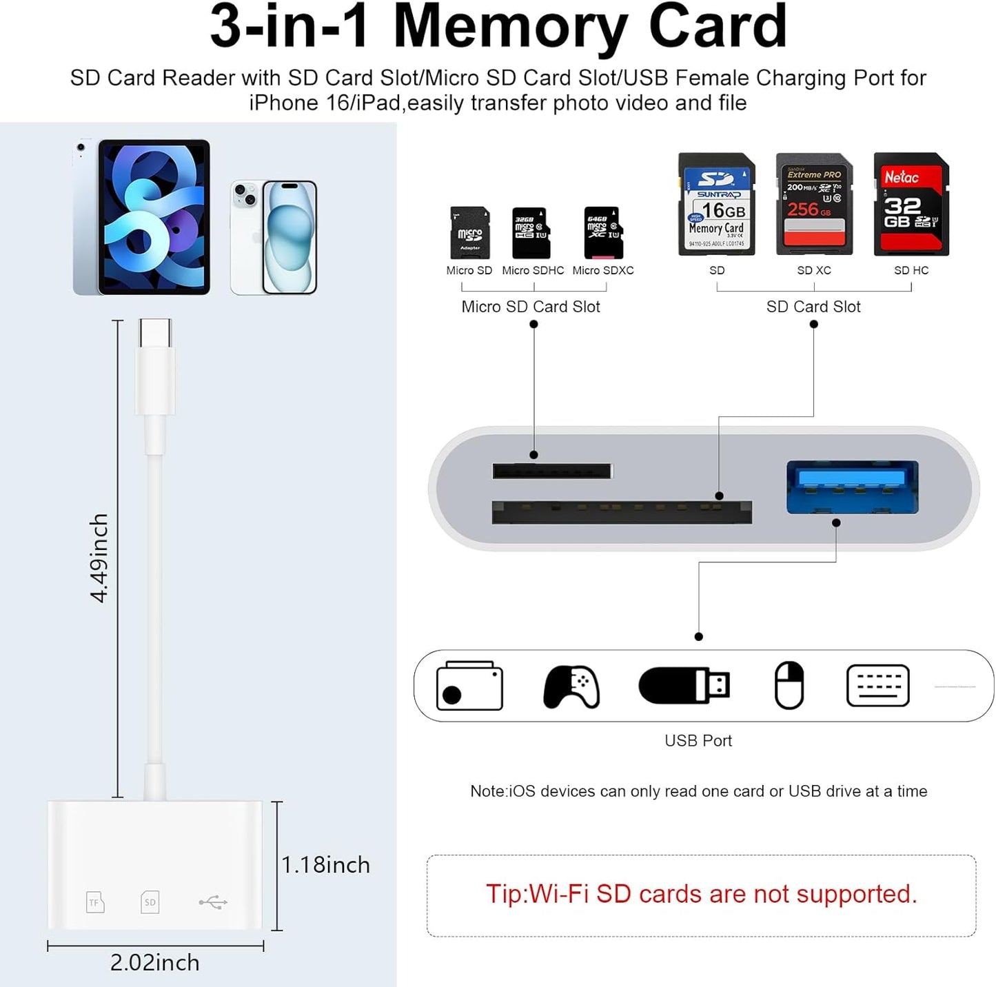 SD Card Reader USB C for iPhone 17 Pro Max/17 Air/16e/16 Plus/15,Samsung Galaxy S25 Ultra Z Fold7 Flip7 S24 FE S23 Plus,USB C to Micro SD Memory Card Reader Digital Camera Adapter for Micro SD,Laptop