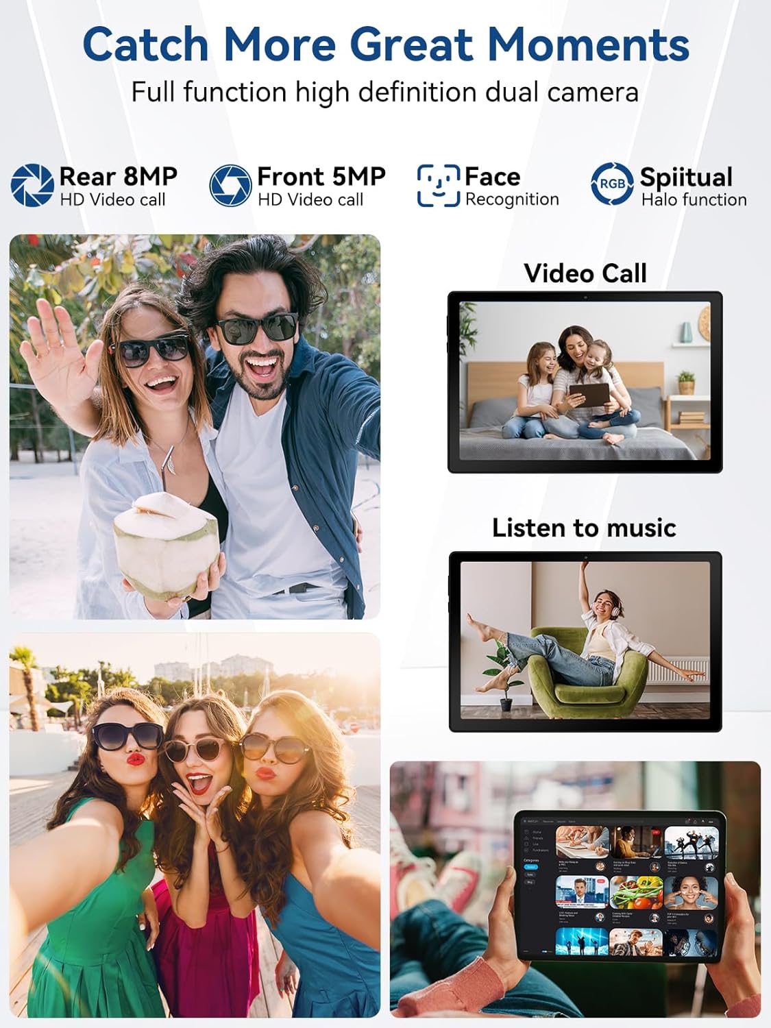 2025 Upgraded Android Tablet with Charging Speaker Dock, 2 Years Protection, Otca-Core CPU, 14GB+64GB Storage with 1TB Expansion, WiFi 6, BT5.3, Google Tablet, US Version