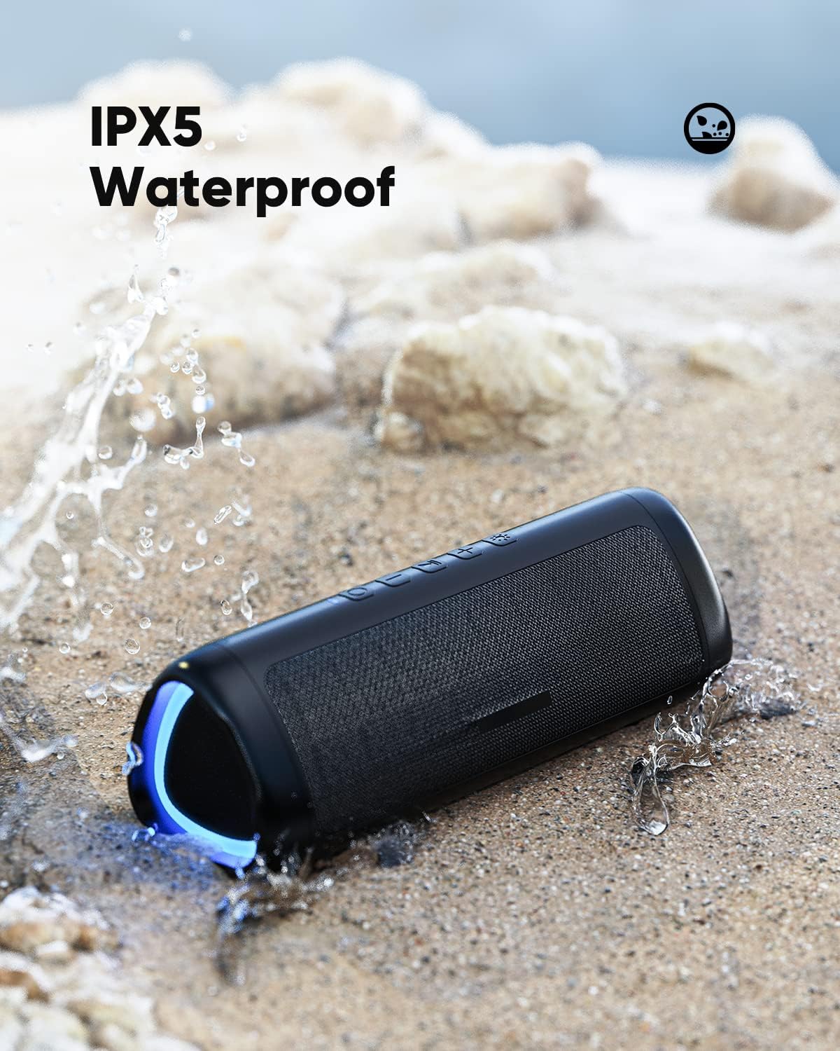 Bluetooth Speaker Stocking Stuffers for Men Women Teens Boys Girls: Portable Wireless, IPX5 Waterproof, White Elephant Gifts for Adults, Up to 20H Playtime, TWS Pair, for Home/Party/Outdoor (Black)