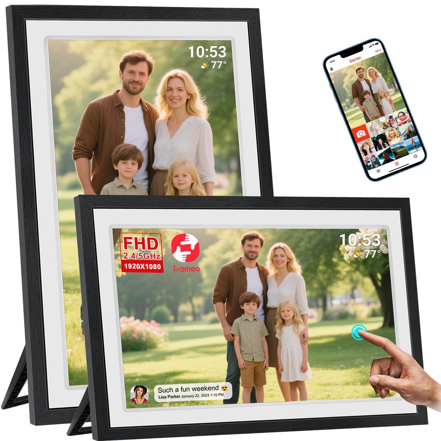 32GB FRAMEO 10.1 Inch Smart WiFi Digital Photo Frame 1280x800 IPS LCD Touch Screen, Auto-Rotate Portrait and Landscape, Built in 32GB Memory, Share Moments Instantly via Frameo App from Anywhere