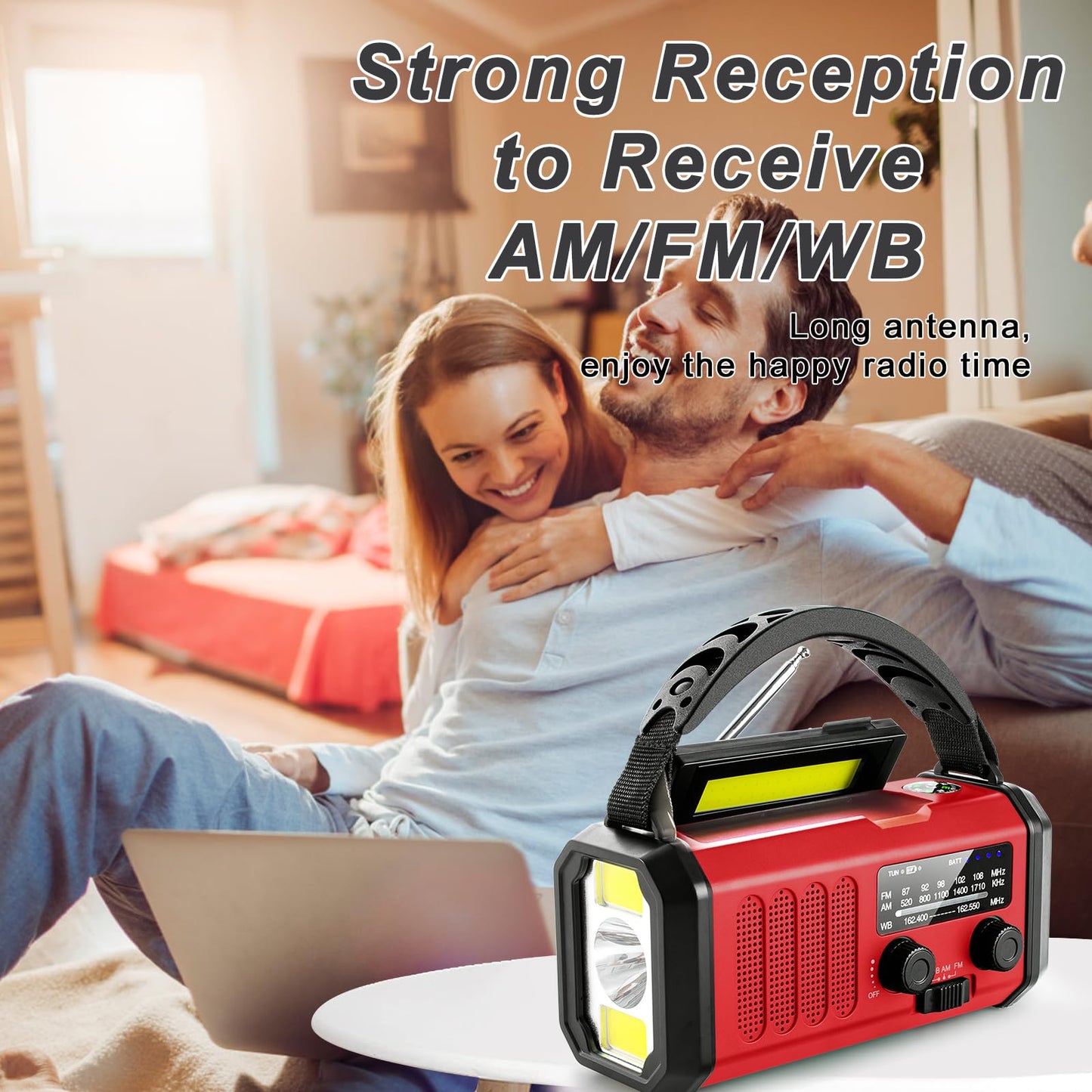 10000mAh Hand Crank Emergency Radio, NOAA Weather Radio with AM/FM & solar Radio, Rechargeable Battery, Flashlight & Reading Light, SOS Alarm, Compass Cell Phone Charger for Indoor Outdoor Emergencies