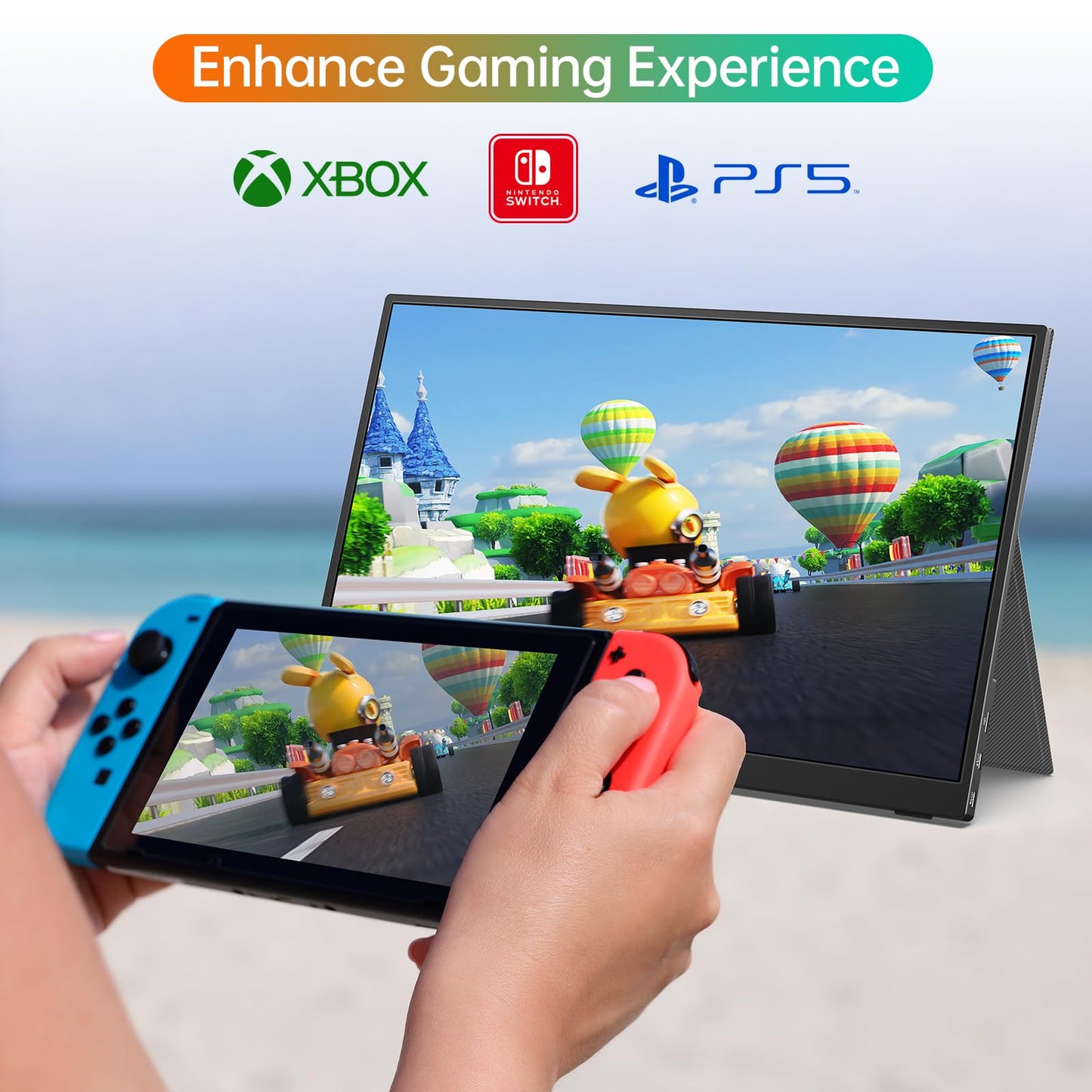 MNN Portable Monitor 14 inch FHD 1920 * 1200P USB C HDMI Ultra-Slim IPS Travel Display w/Speakers, HDR Plug&Play, External Monitor for Laptop PC, Phone,Mac(400cd/m² Brightness)