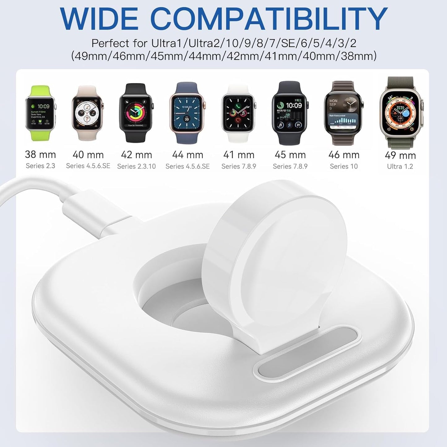 for Apple Watch Magnetic Charging Dock - Fast Magnetic Charger Stand, Compatible with Apple Watch Series 2/3/4/5/6/7/8/9/10/Ultra 1 2, Supports Nightstand Mode, Portable Design for Travel