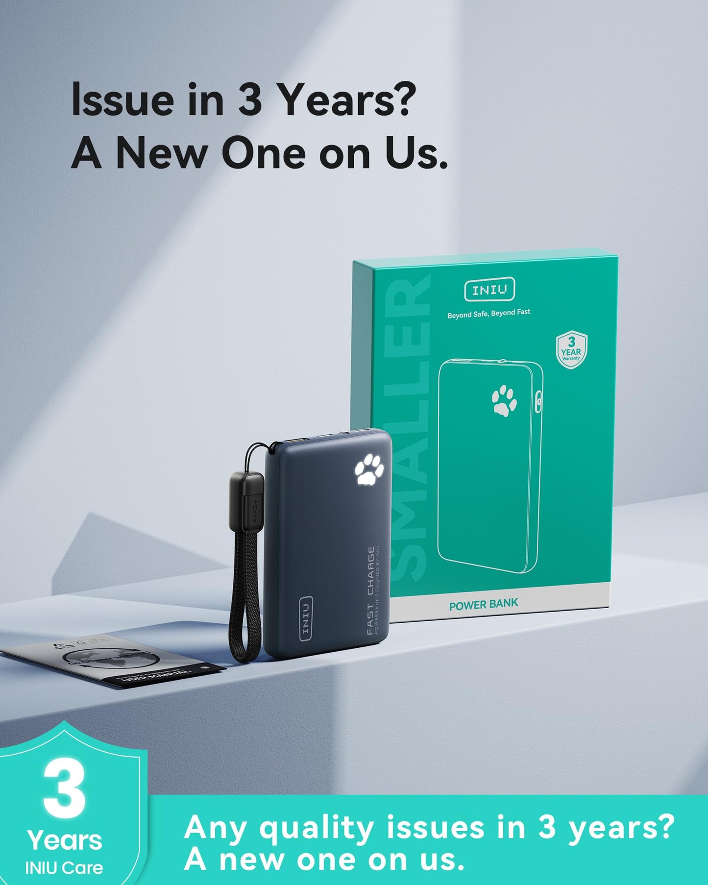 INIU Portable Charger, Ultra Slim 10000mAh 45W PD Power Bank, USB C in&Out Fast Charging Battery Pack, Travel Essential Phone Powerbank Compatible with iPhone 17 16 15 Samsung S22 S21 Google iPad etc