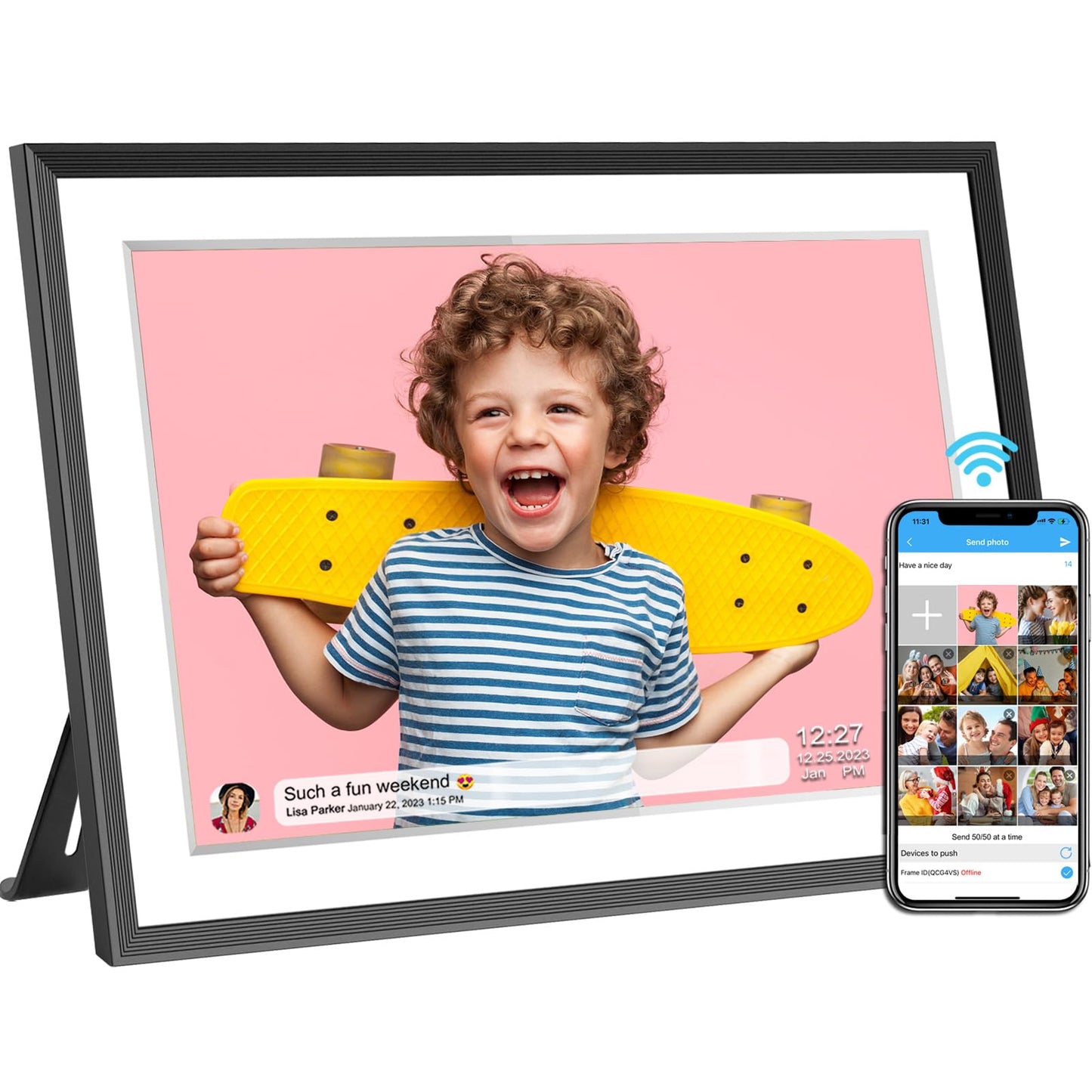 32GB FRAMEO 10.1 Inch Smart WiFi Digital Photo Frame 1280x800 IPS LCD Touch Screen, Auto-Rotate Portrait and Landscape, Built in 32GB Memory, Share Moments Instantly via Frameo App from Anywhere