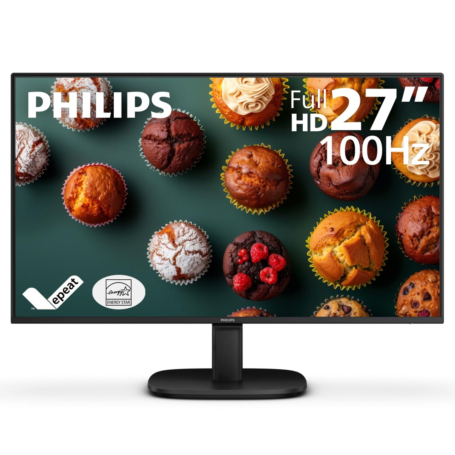 Philips New 24 inch Frameless Full HD (1920 x 1080) 100Hz Monitor, VESA, HDMI x1, VGA Port x1, Eye Care, 4 Year Advance Replacement Warranty, 241V8LB, Black