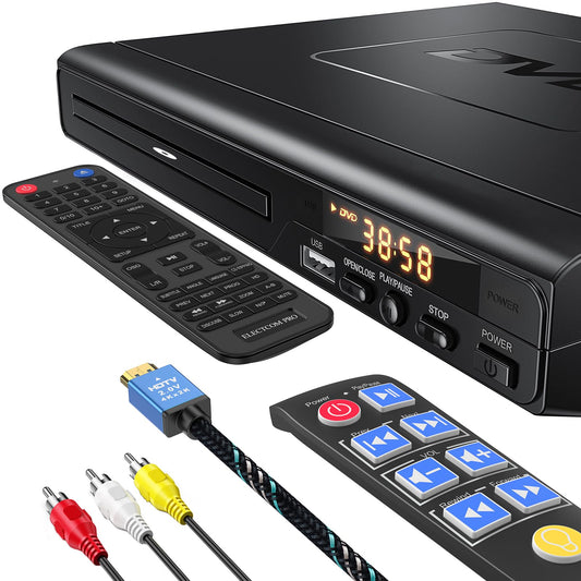 DVD Players for TV with HDMI, DVD Players That Play All Regions, Simple DVD Player for Elderly, CD Player for Home Stereo System, Included HDMI and RCA Cable