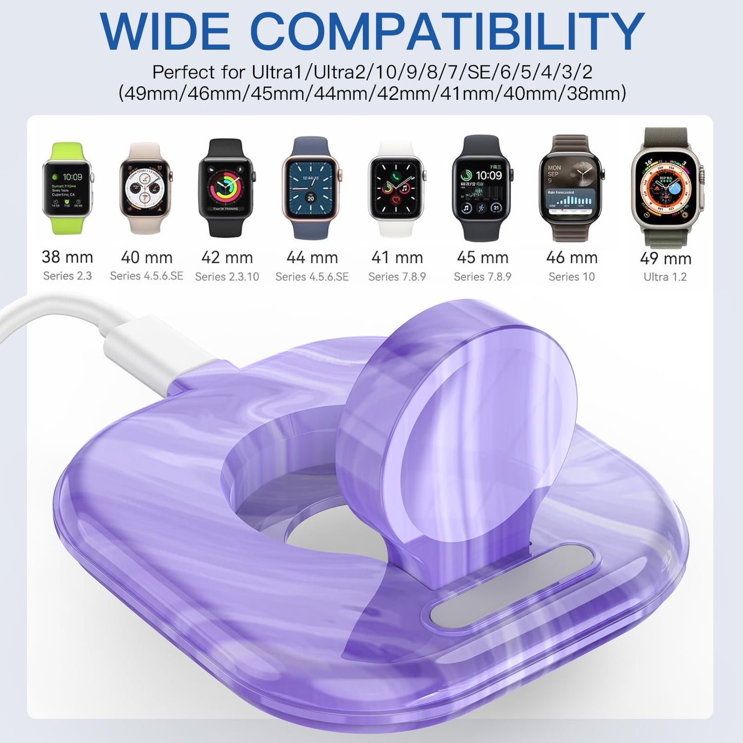 for Apple Watch Magnetic Charging Dock - Fast Magnetic Charger Stand, Compatible with Apple Watch Series 2/3/4/5/6/7/8/9/10/Ultra 1 2, Supports Nightstand Mode, Portable Design for Travel