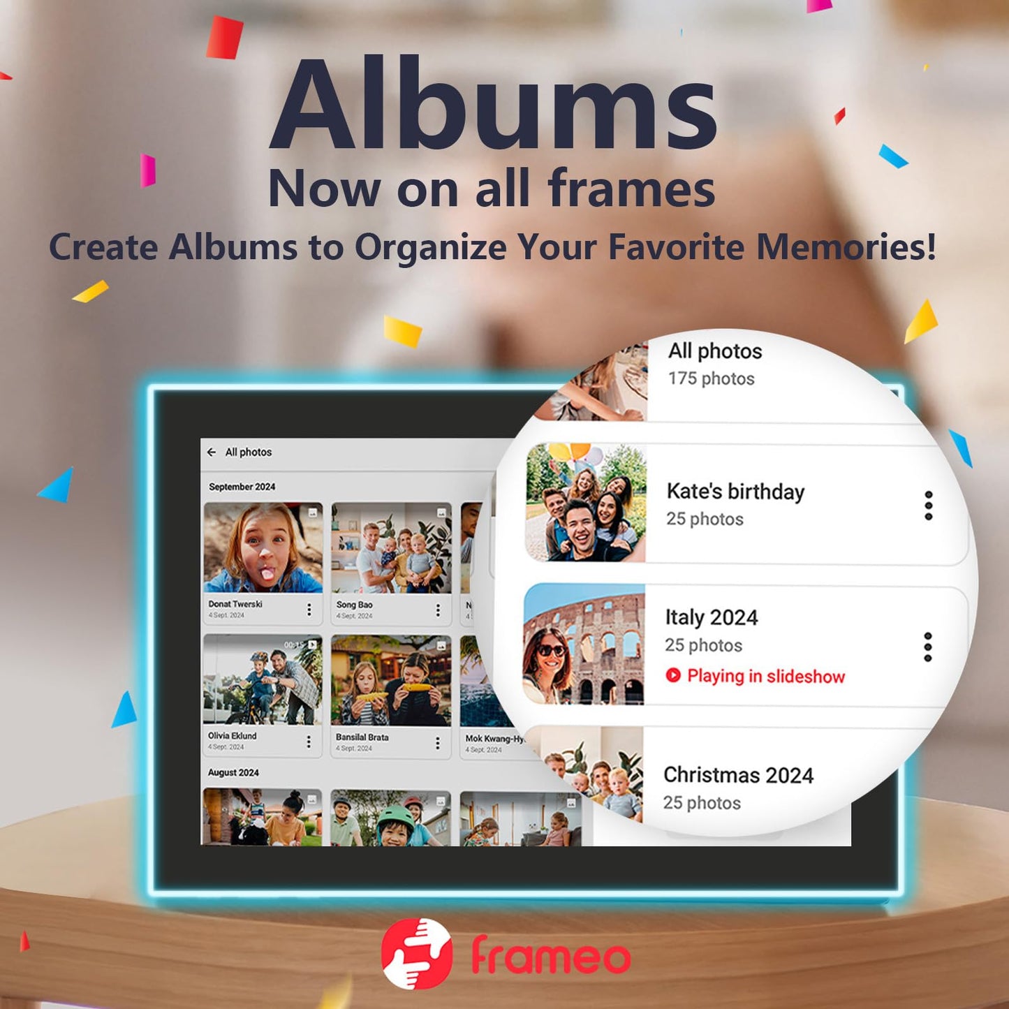 32GB FRAMEO 10.1 Inch Smart WiFi Digital Photo Frame 1280x800 IPS LCD Touch Screen, Auto-Rotate Portrait and Landscape, Built in 32GB Memory, Share Moments Instantly via Frameo App from Anywhere