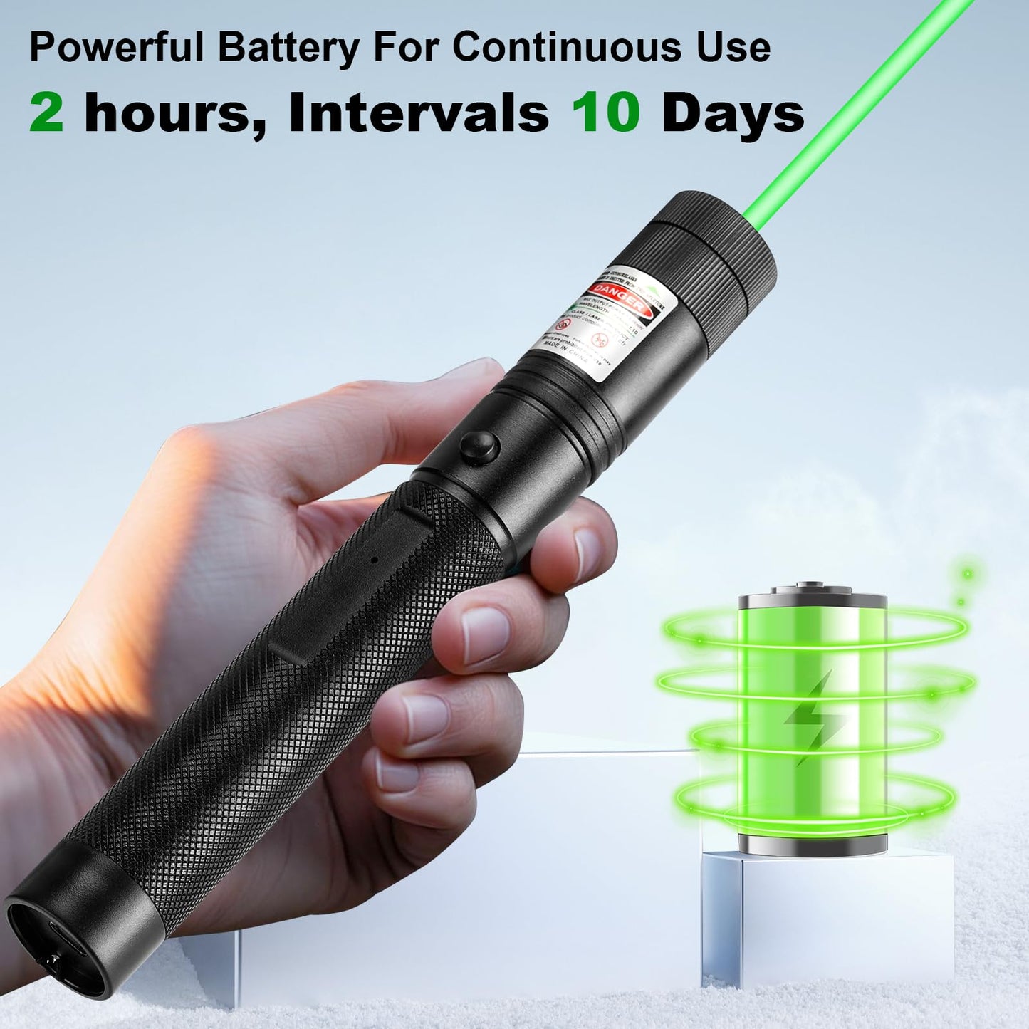 Green Laser Pointer High Power Pen - Long Range Rechargeable Laser Beam, USB Charging for Hiking, Presentations & Outdoor Use (Professional-Grade Green Light)