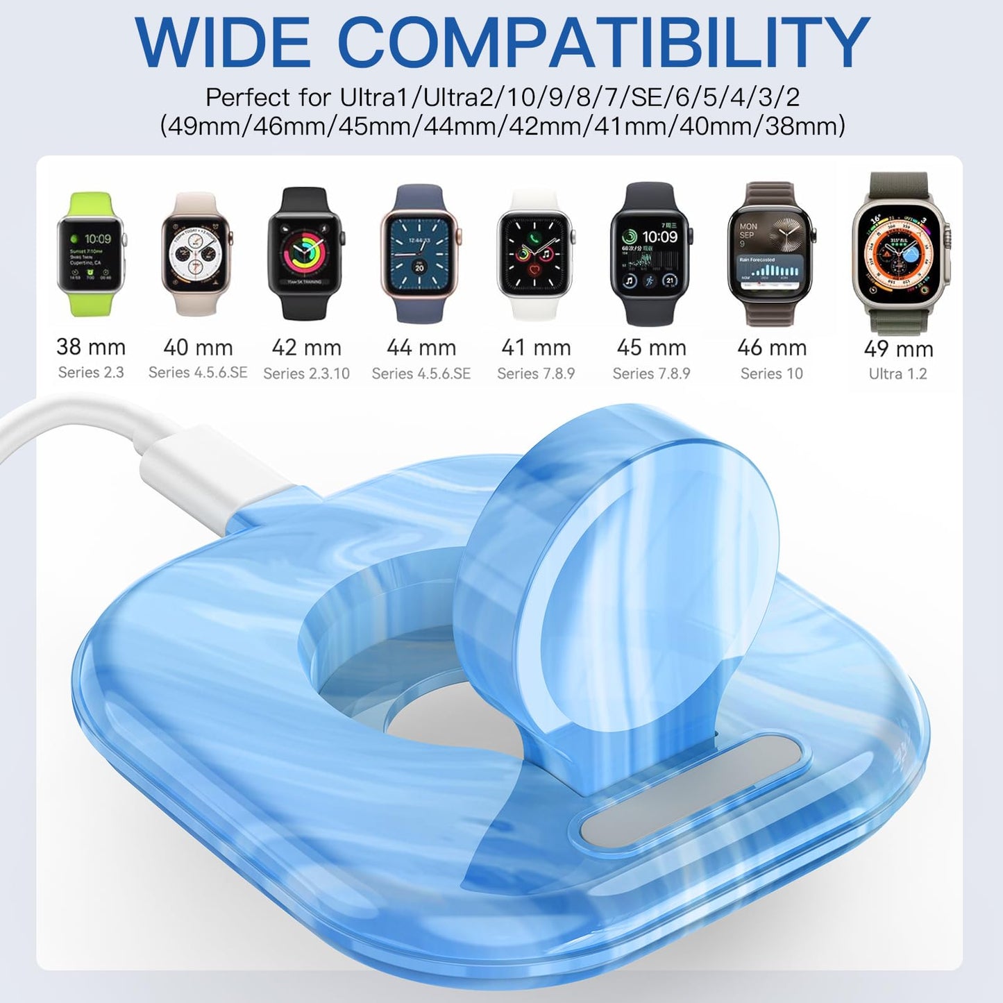 for Apple Watch Magnetic Charging Dock - Fast Magnetic Charger Stand, Compatible with Apple Watch Series 2/3/4/5/6/7/8/9/10/Ultra 1 2, Supports Nightstand Mode, Portable Design for Travel