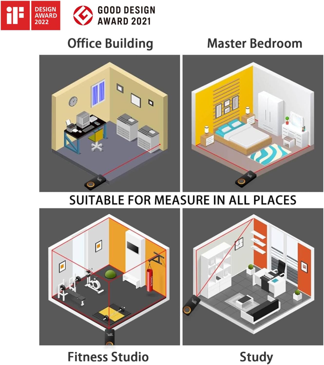 HOTO Laser Measuring Tool, Pocket-Size 98Ft Digital Laser Tape Measure ±2mm Accuracy, USB-C Rechargeable, OLED Display, Ft/M/in Unit Conversion, Real-time Data Sync, Cool Gadgets for Men & Home Use