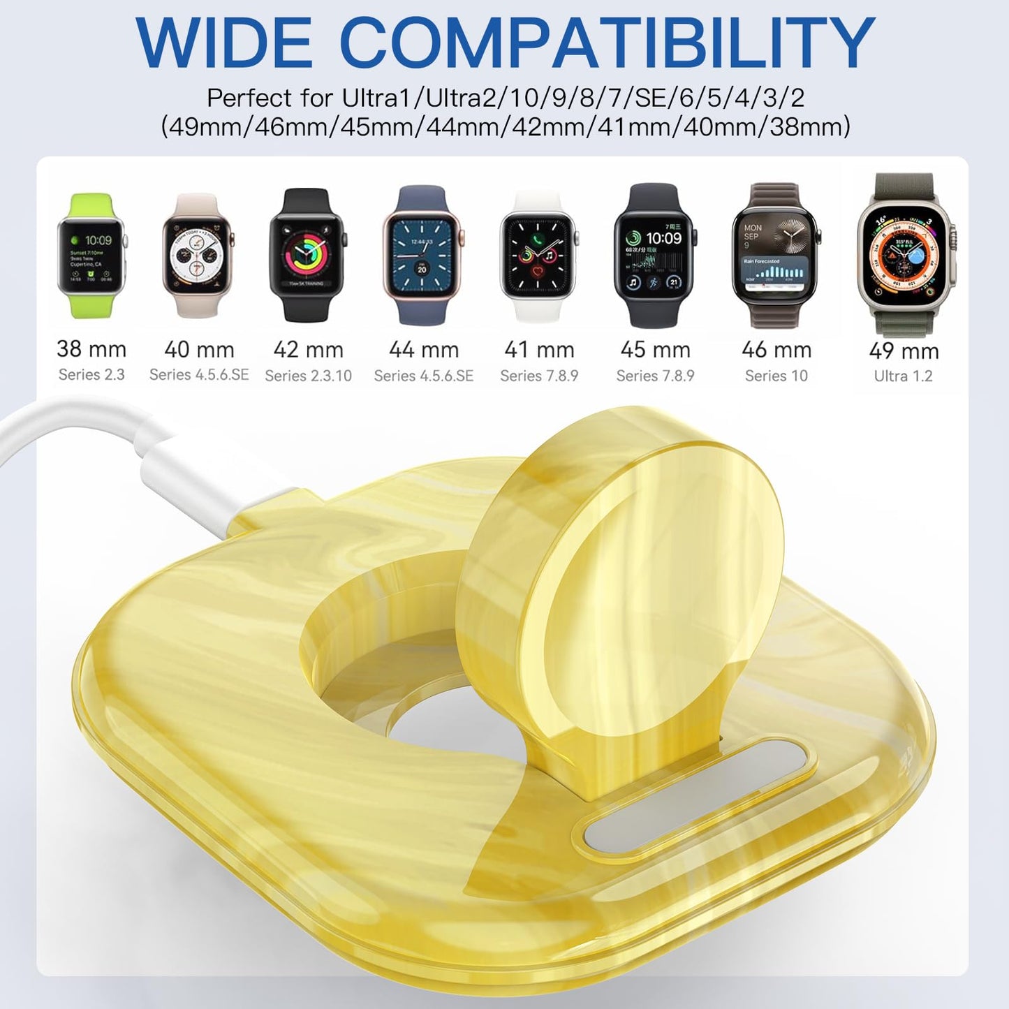 for Apple Watch Magnetic Charging Dock - Fast Magnetic Charger Stand, Compatible with Apple Watch Series 2/3/4/5/6/7/8/9/10/Ultra 1 2, Supports Nightstand Mode, Portable Design for Travel