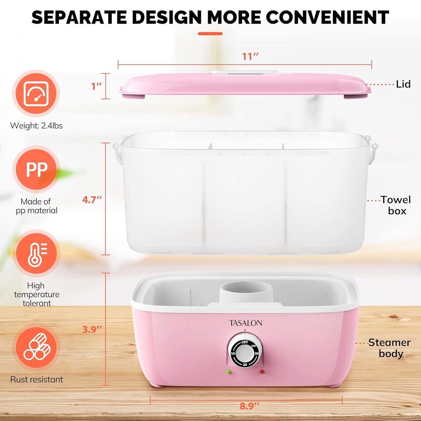 TASALON Hot Towel Steamer for Facials, Hot Towel Warmer Quickly Heats Up in 5 Minutes, Portable Towel Machine Fits 16 Mini Towels, Salon Equipment Towel Warmer for Facials, Spa, Massage, Pink