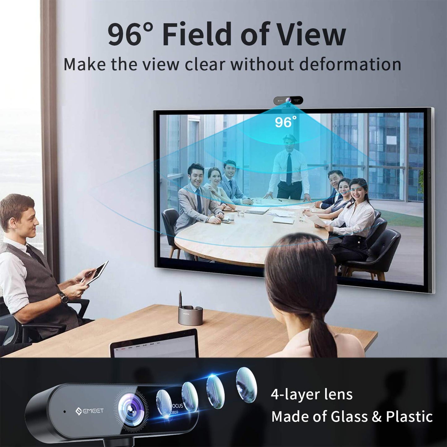 EMEET NOVA 4K Webcam for PC - Ultra 4K HD, PDAF Autofocus, Dual Noise-Cancelling Mics, 73° FOV, Auto Light Correction, USB-A, Privacy Cover, Ideal for High-End Business Meetings&Live Streaming