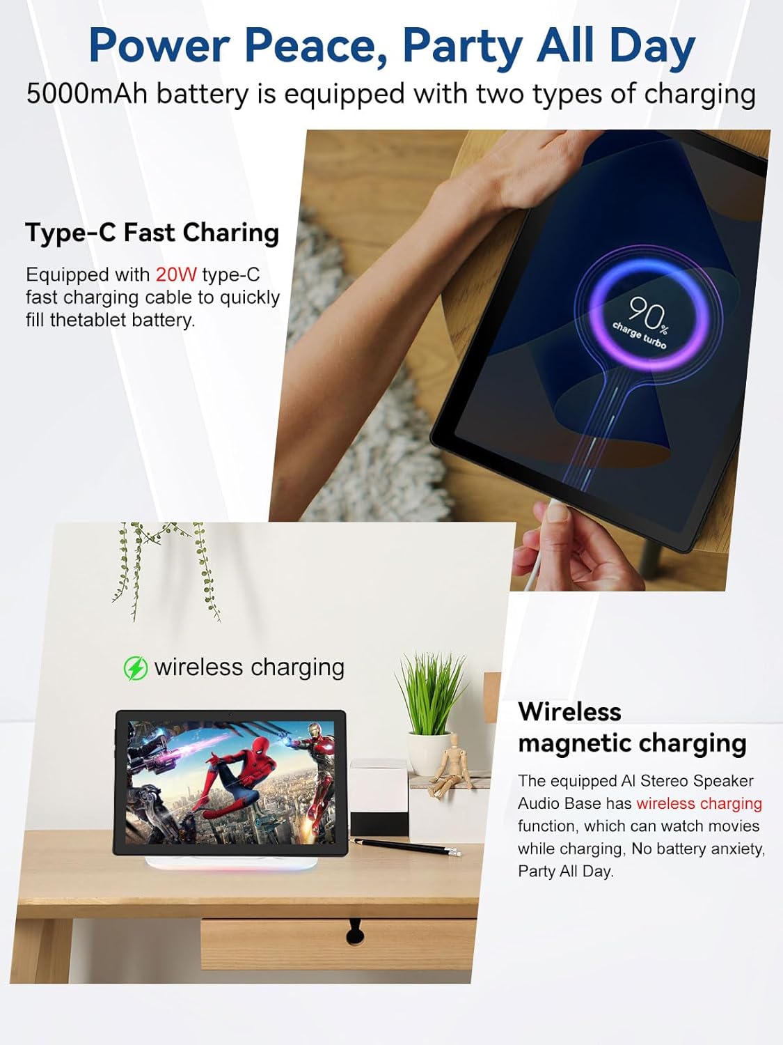 2025 Upgraded Android Tablet with Charging Speaker Dock, 2 Years Protection, Otca-Core CPU, 14GB+64GB Storage with 1TB Expansion, WiFi 6, BT5.3, Google Tablet, US Version
