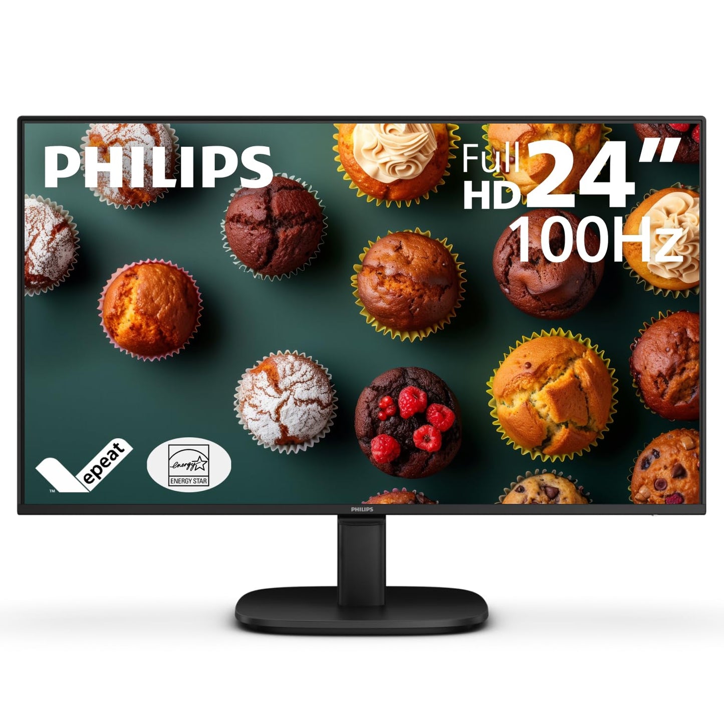 Philips New 24 inch Frameless Full HD (1920 x 1080) 100Hz Monitor, VESA, HDMI x1, VGA Port x1, Eye Care, 4 Year Advance Replacement Warranty, 241V8LB, Black