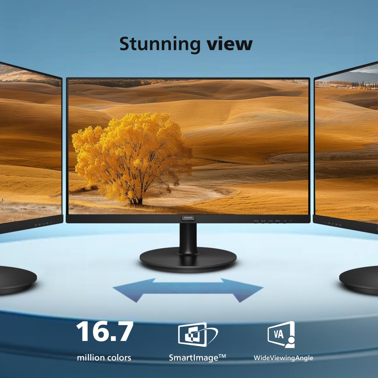 Philips New 24 inch Frameless Full HD (1920 x 1080) 100Hz Monitor, VESA, HDMI x1, VGA Port x1, Eye Care, 4 Year Advance Replacement Warranty, 241V8LB, Black