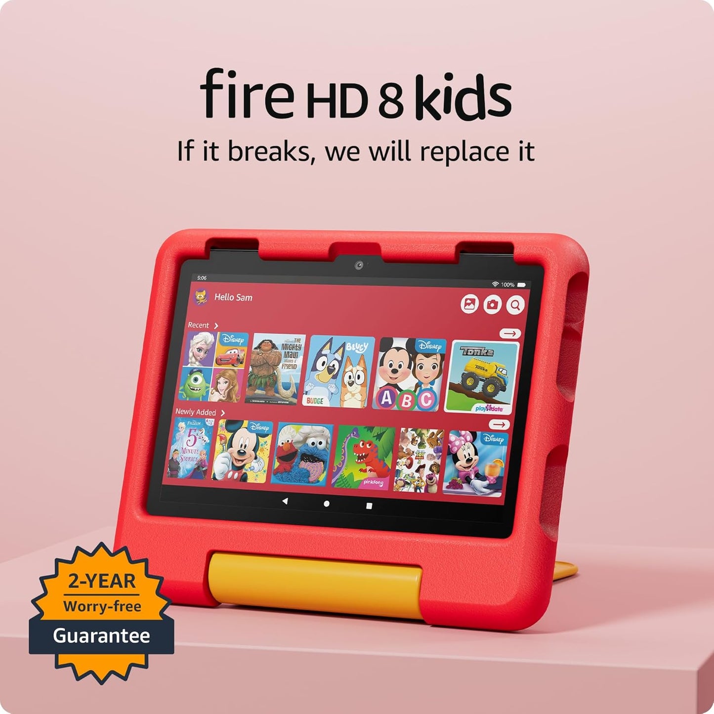 Amazon Fire HD 8 Kids tablet (newest model), ages 3-7 | 3GB memory, bright 8" HD screen. Includes ad-free and exclusive content, parental controls and 13-hr battery, 32GB, Grape