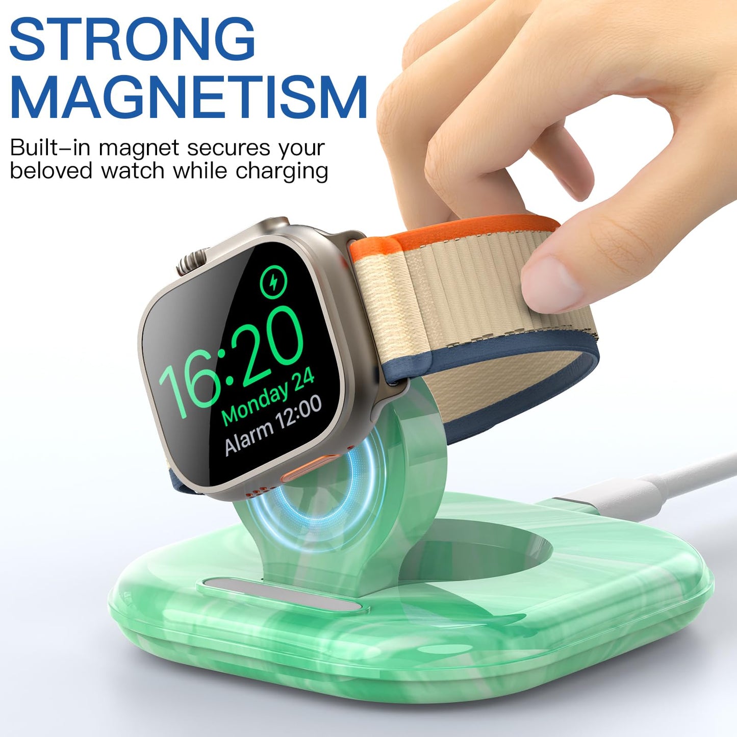 for Apple Watch Magnetic Charging Dock - Fast Magnetic Charger Stand, Compatible with Apple Watch Series 2/3/4/5/6/7/8/9/10/Ultra 1 2, Supports Nightstand Mode, Portable Design for Travel