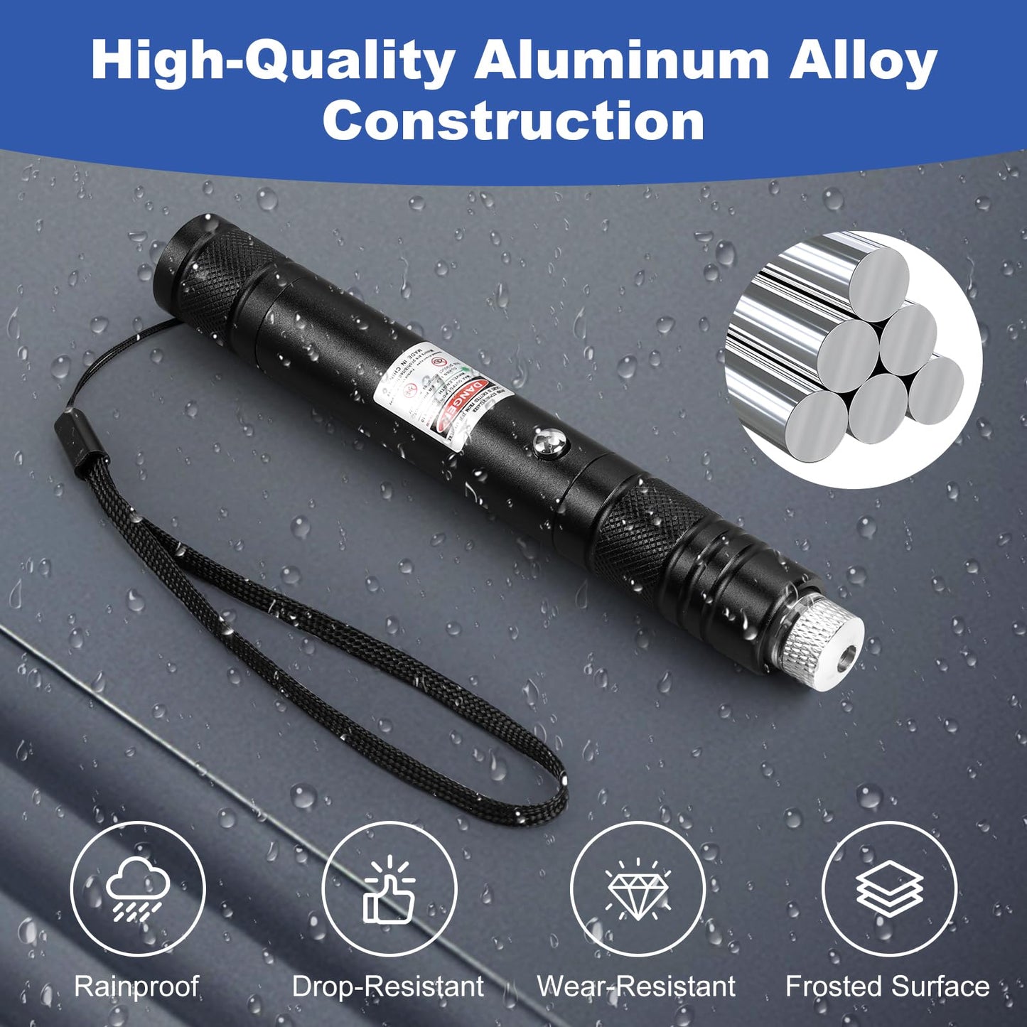 Green Laser Pointer High Power Pen - Long Range Rechargeable Laser Beam, USB Charging for Hiking, Presentations & Outdoor Use (Professional-Grade Green Light)