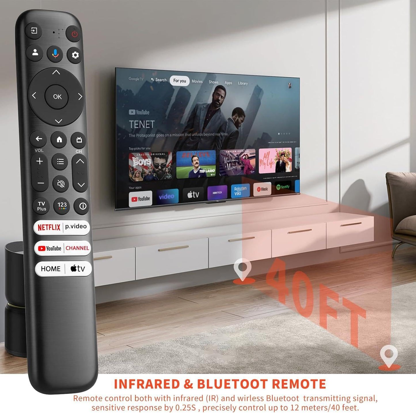 Rechargeable Remote for Samsung-TV-Remote-Control-Replacement,Compatible with Samsung Frame Crystal UHD Neo QLED OLED 4K 8K Smart TVs