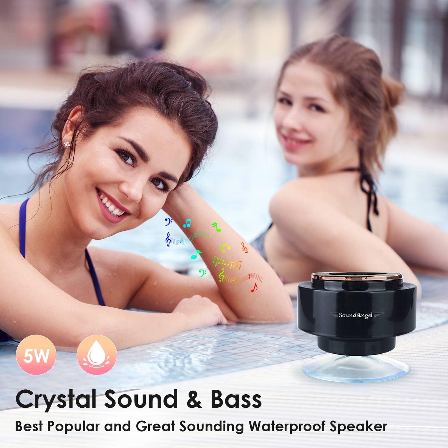 XLeader Shower Speaker, Upgraded,Certified IPX7 Waterproof, Mini Bluetooth Wireless Small Speaker with Lights, Suction Cup and Mic for Bathroom, Crystal Sound&Bass,12H Playtime, Ideal Electronic Gifts