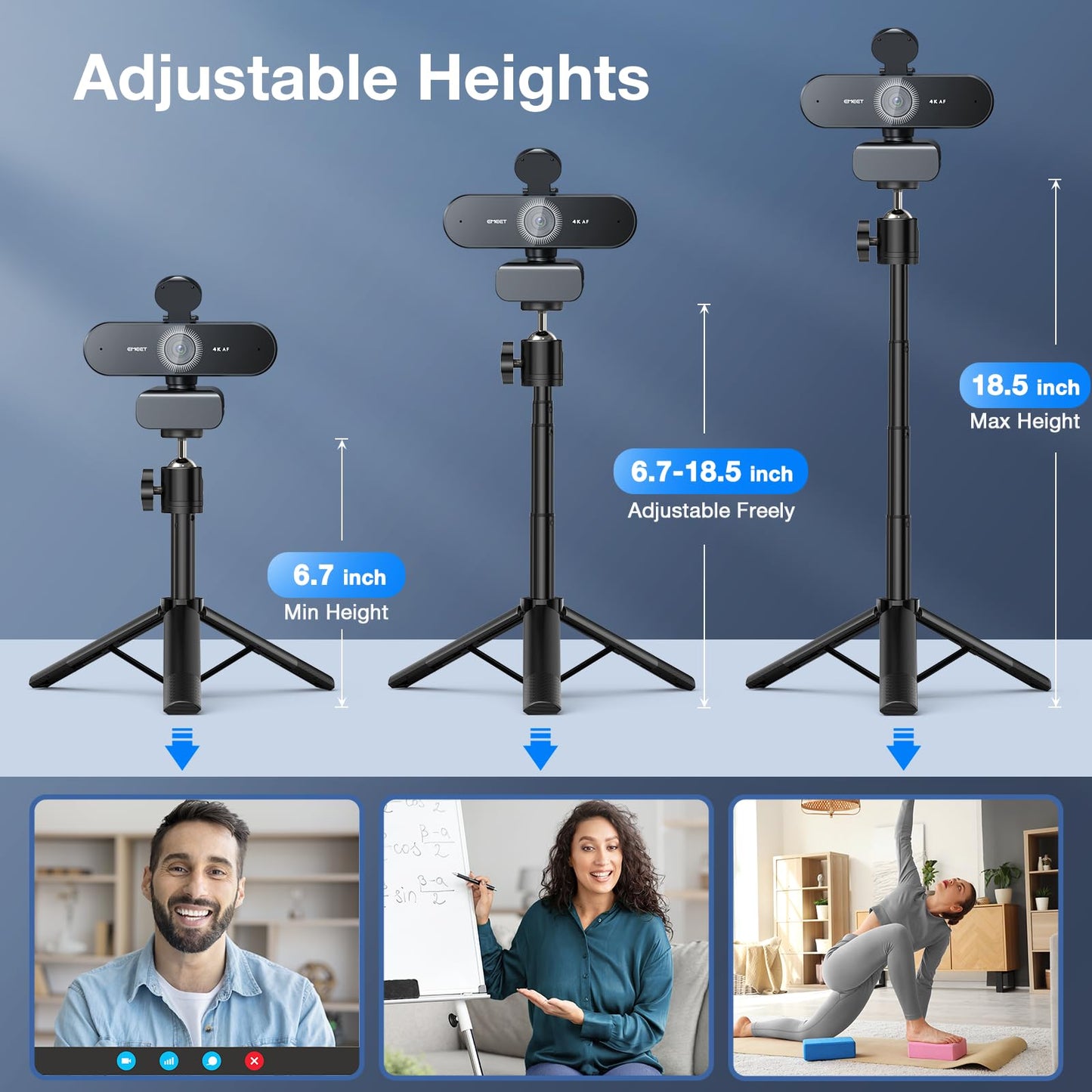 EMEET NOVA 4K Webcam for PC - Ultra 4K HD, PDAF Autofocus, Dual Noise-Cancelling Mics, 73° FOV, Auto Light Correction, USB-A, Privacy Cover, Ideal for High-End Business Meetings&Live Streaming