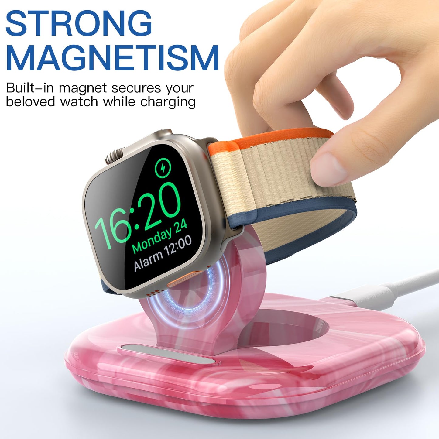 for Apple Watch Magnetic Charging Dock - Fast Magnetic Charger Stand, Compatible with Apple Watch Series 2/3/4/5/6/7/8/9/10/Ultra 1 2, Supports Nightstand Mode, Portable Design for Travel