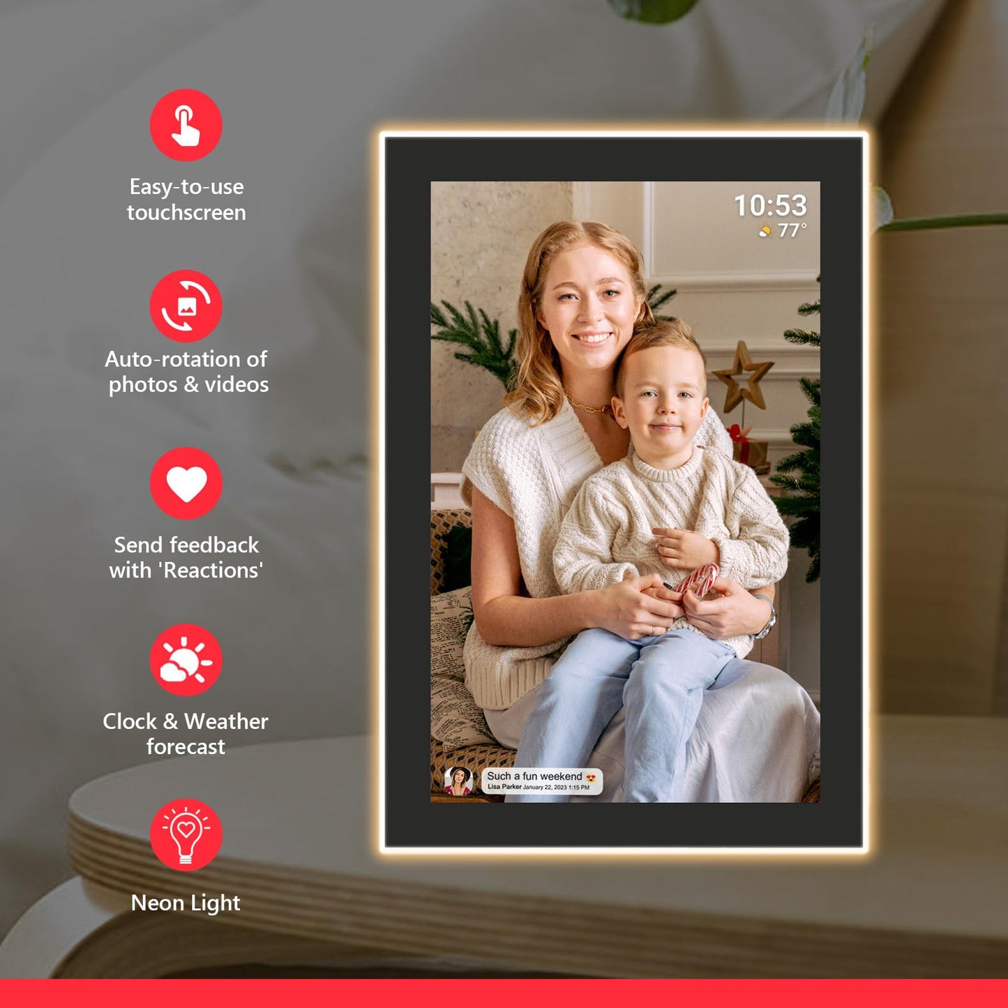 32GB FRAMEO 10.1 Inch Smart WiFi Digital Photo Frame 1280x800 IPS LCD Touch Screen, Auto-Rotate Portrait and Landscape, Built in 32GB Memory, Share Moments Instantly via Frameo App from Anywhere