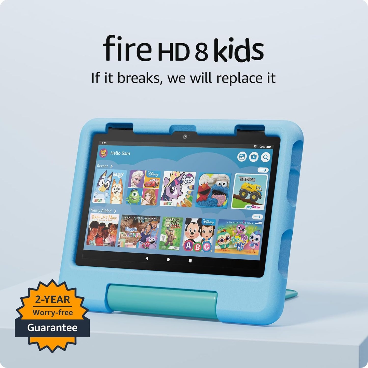Amazon Fire HD 8 Kids tablet (newest model), ages 3-7 | 3GB memory, bright 8" HD screen. Includes ad-free and exclusive content, parental controls and 13-hr battery, 32GB, Grape